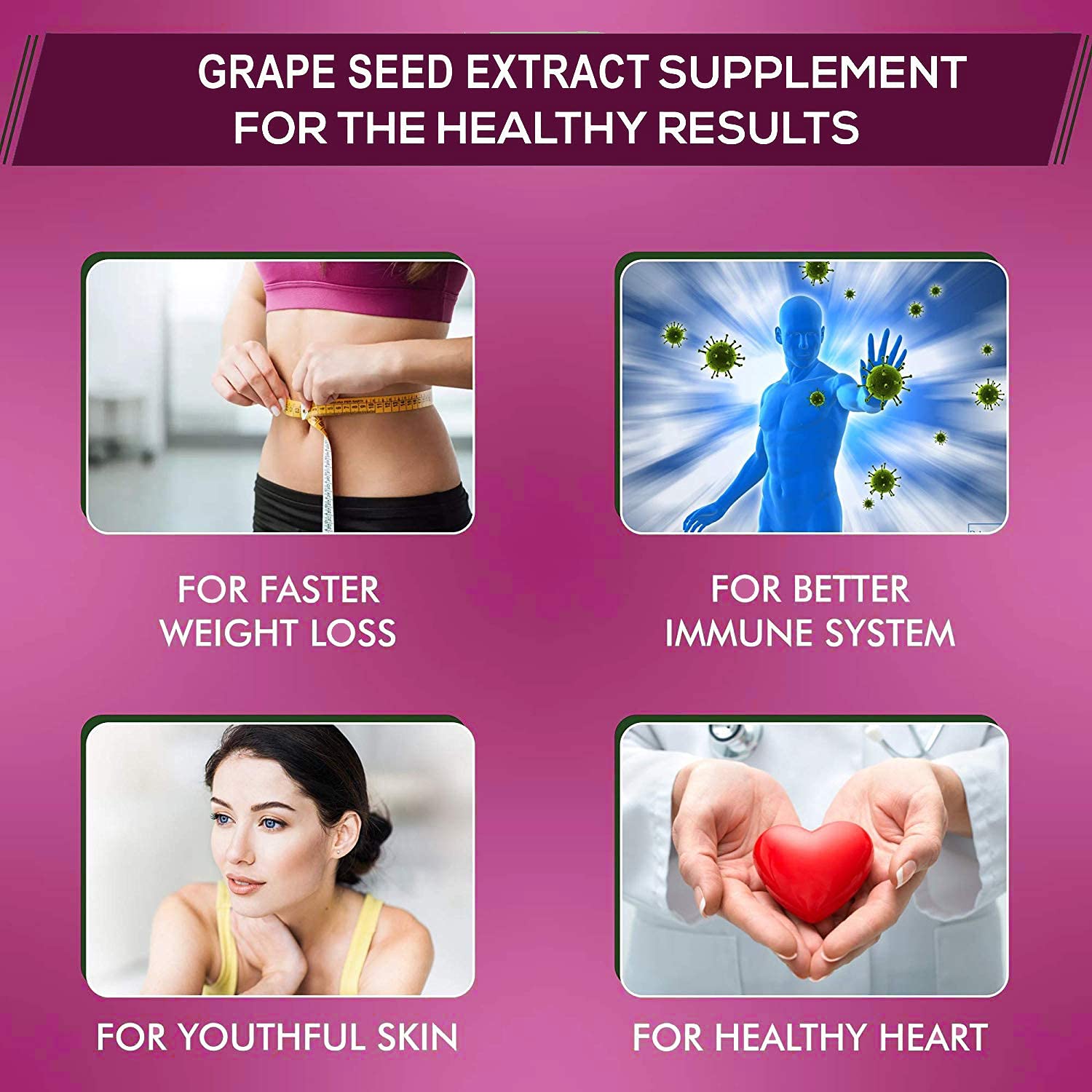 Vokin Biotech Natural Grapes Seed Extract Support Immune System and Antioxidant Supplement 500MG