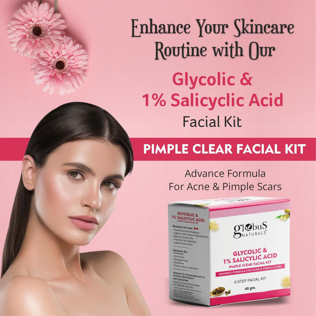 Globus Naturals Anti Acne Glycolic & Salicylic Acid 6 Step Facial Kit