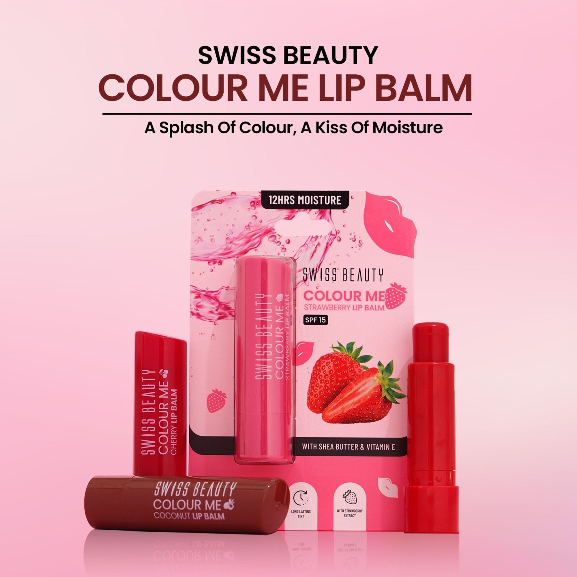 Swiss Beauty Colour Me Tinted Lip Balm For Dry With SPF 15 , Shea Butter and Vitamin E - 5 Vanilla Whirl