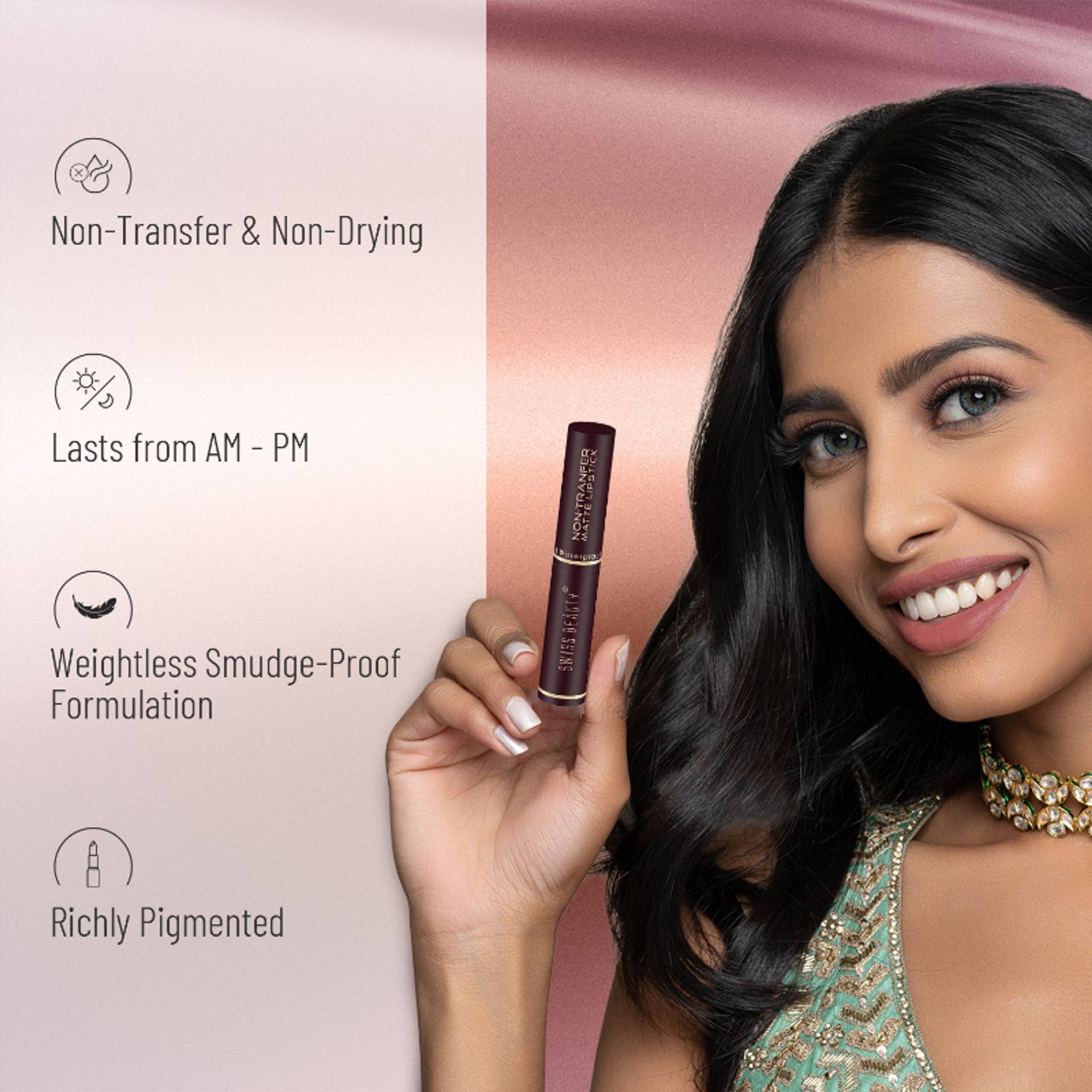 Swiss Beauty Non-Transfer Matte Lipstick - 22 Brandy Harrington