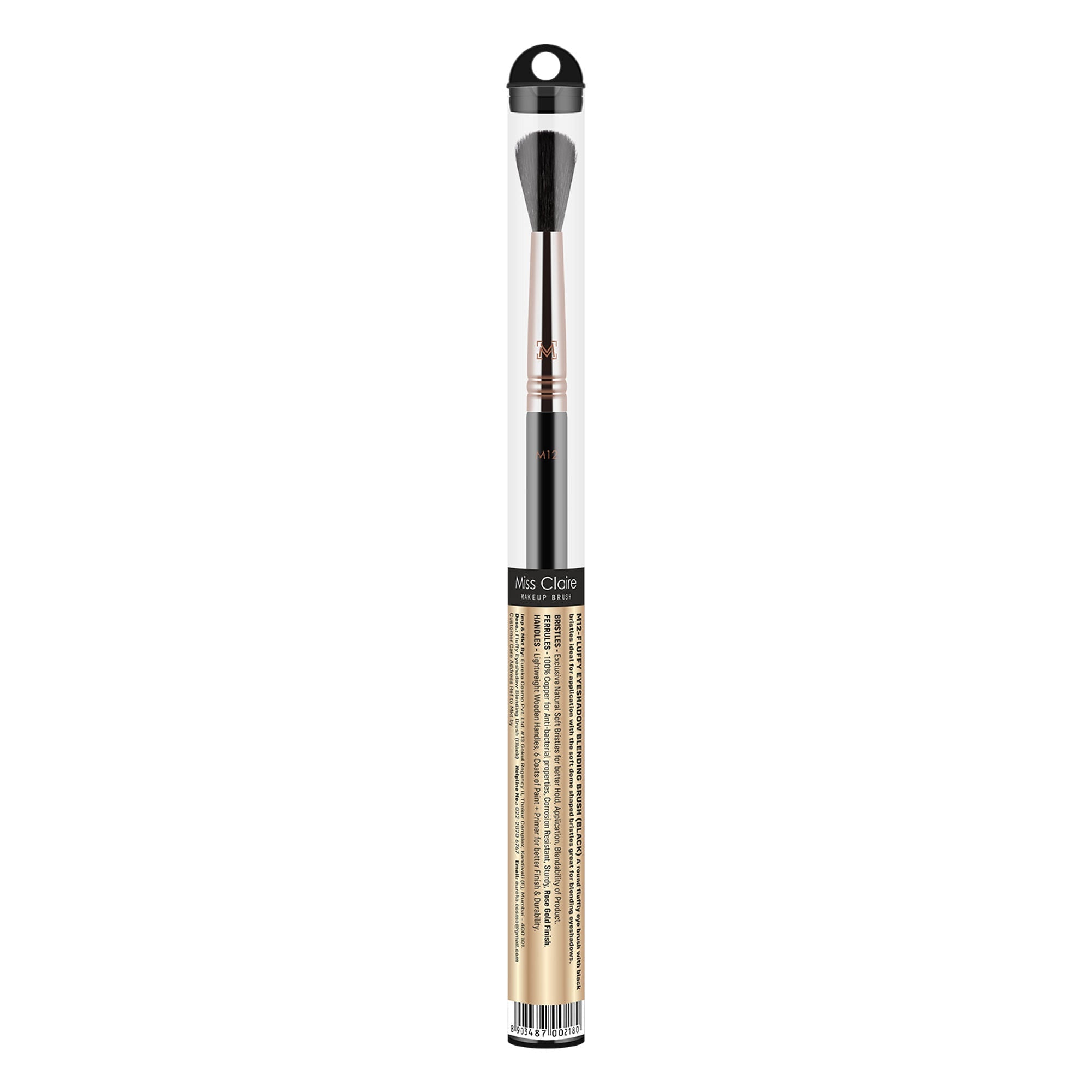Miss Claire M12 - Fluffy Eyeshadow Blending Brush (Black) - Rose Gold