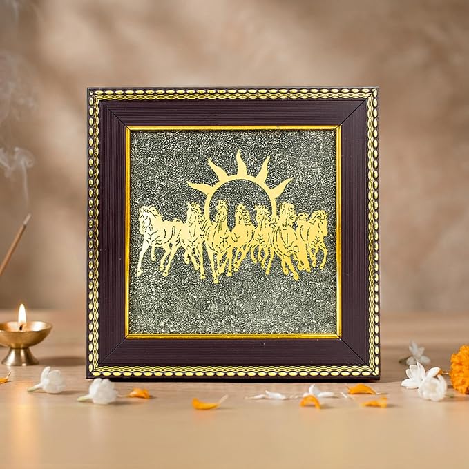 7 Horses on Raw Pyrite Frame - Certified