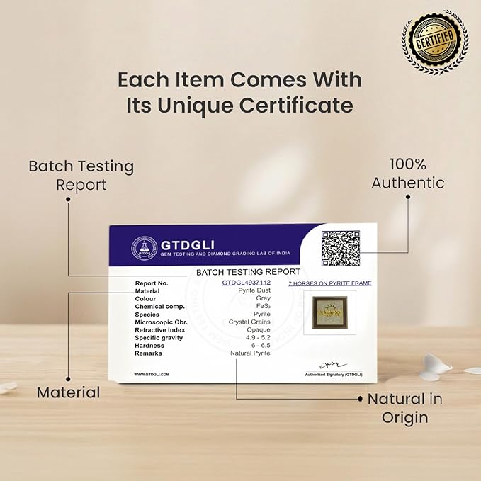 7 Horses on Raw Pyrite Frame - Certified