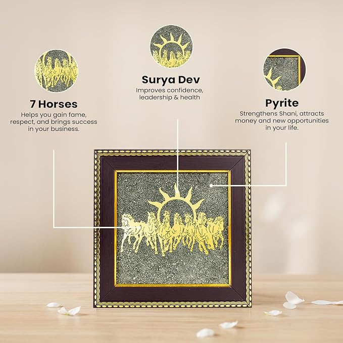 7 Horses on Raw Pyrite Frame - Certified