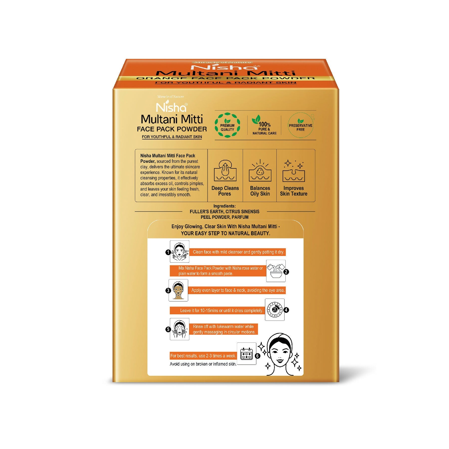 Nisha Orange Multani Mitti for Face | Skin Brightening Face Pack
