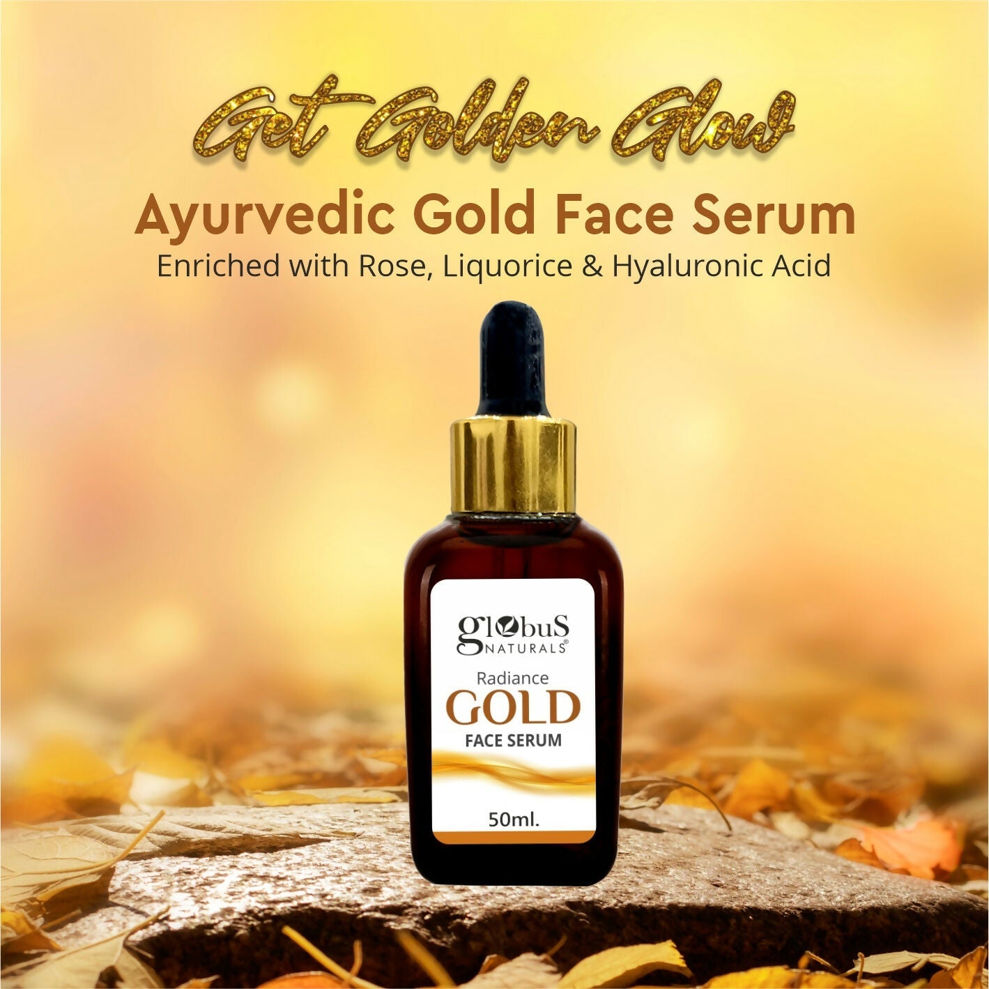 Globus Naturals Gold Radiance Anti Ageing & Brightening Face Serum, Suitable For All Skin Types