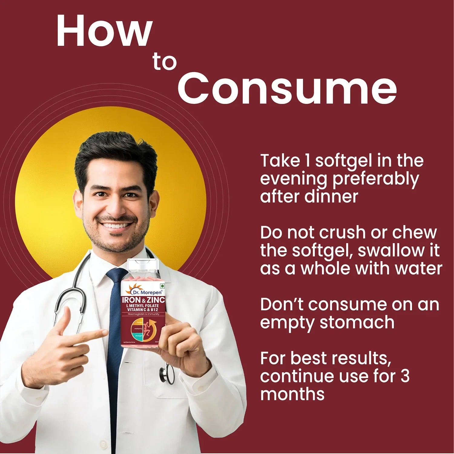 Dr Morpen Iron & Zinc + Multivitamin Men Tablets Combo