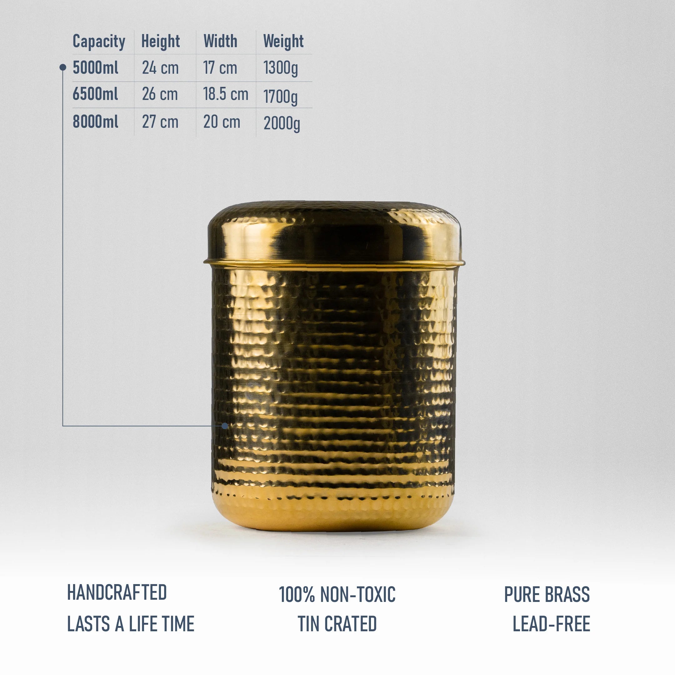 Health Smith Brass Dabba for Storage | Pure Brass Jar/Container | Multipurpose Dabba (Large)