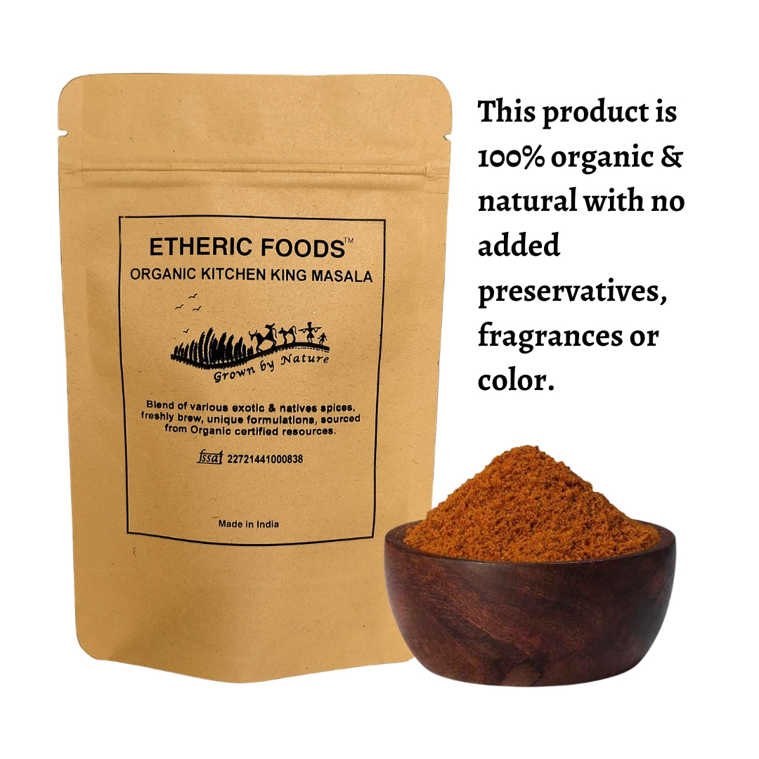 Etheric Food Kitchen King Masala (100g) | All in one Spices Mix | No garlic or onion | No MSG (Monosodium Glutamate)| Kitchen masala powder | Exotic Indian Masala Spices