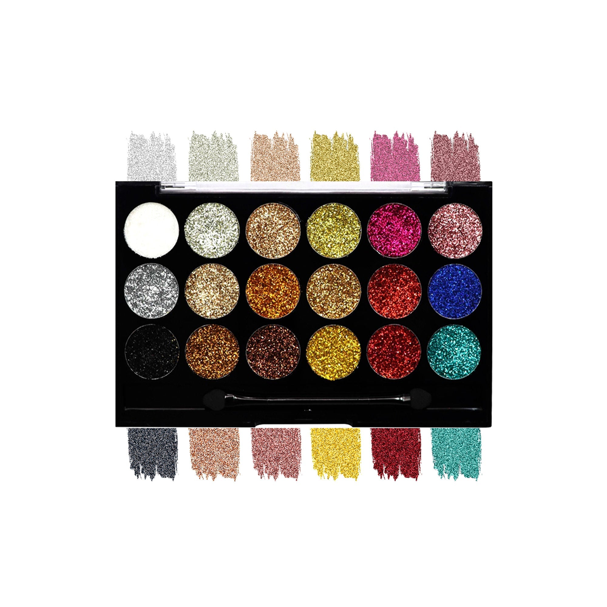 Matt Look Glitterz N Highlight 18 Color Glittering Eyeshadow Palette - Classic