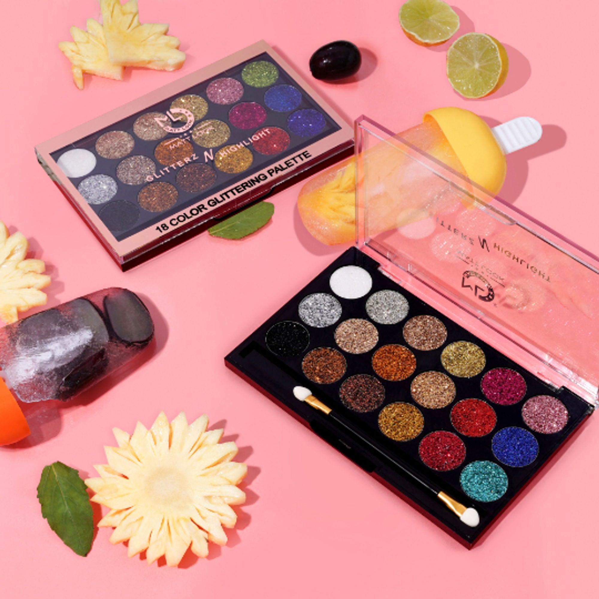 Matt Look Glitterz N Highlight 18 Color Glittering Eyeshadow Palette - Classic