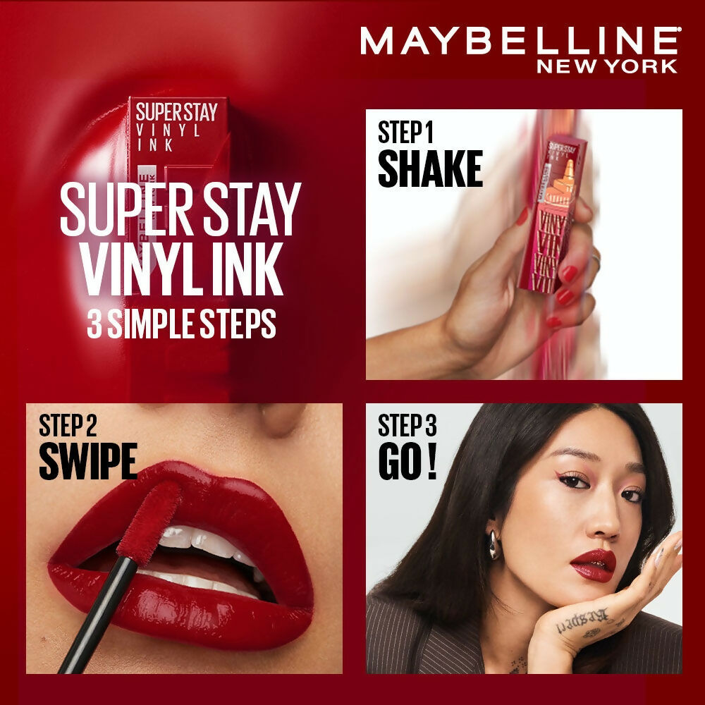Maybelline New York Super Stay Vinyl Ink Liquid Lipstick, Instant Shine Lasts Up To 16H - Sweet N Sour Sauce