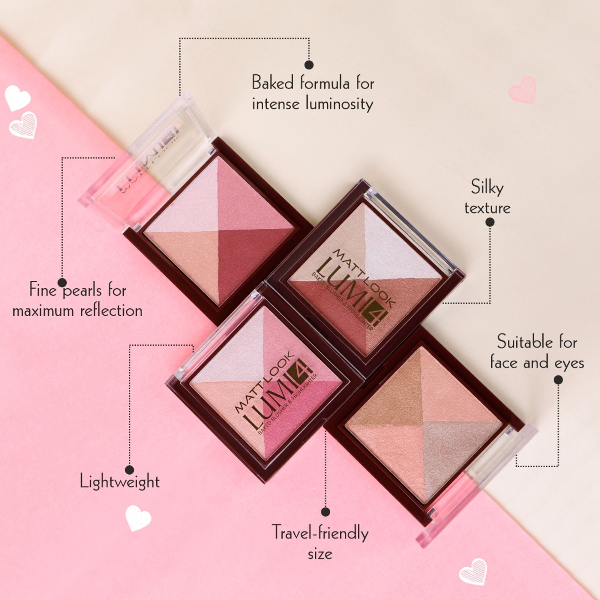 Matt Look Lumi 4 Baked Blusher & Highlighter - Fresh Glow