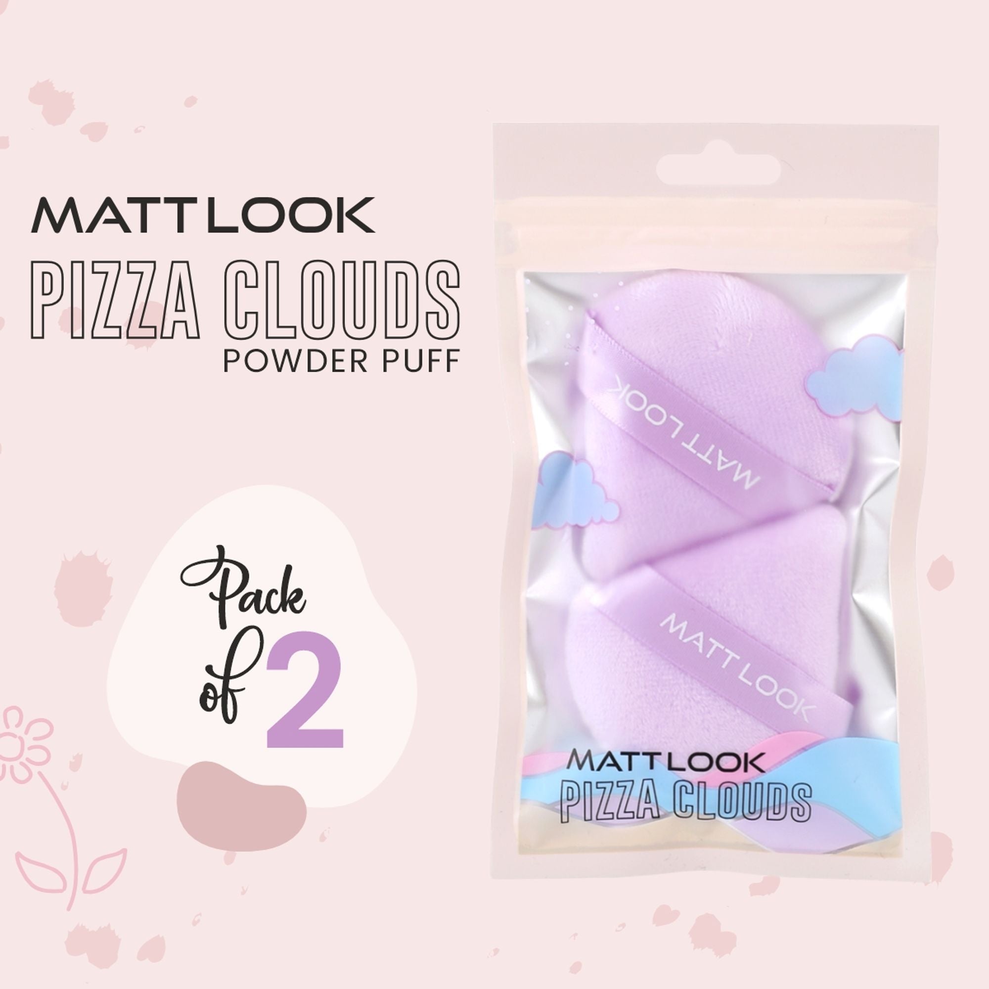 Matt Look Pizza Clouds Powder Mauve Puff - Pack Of 2