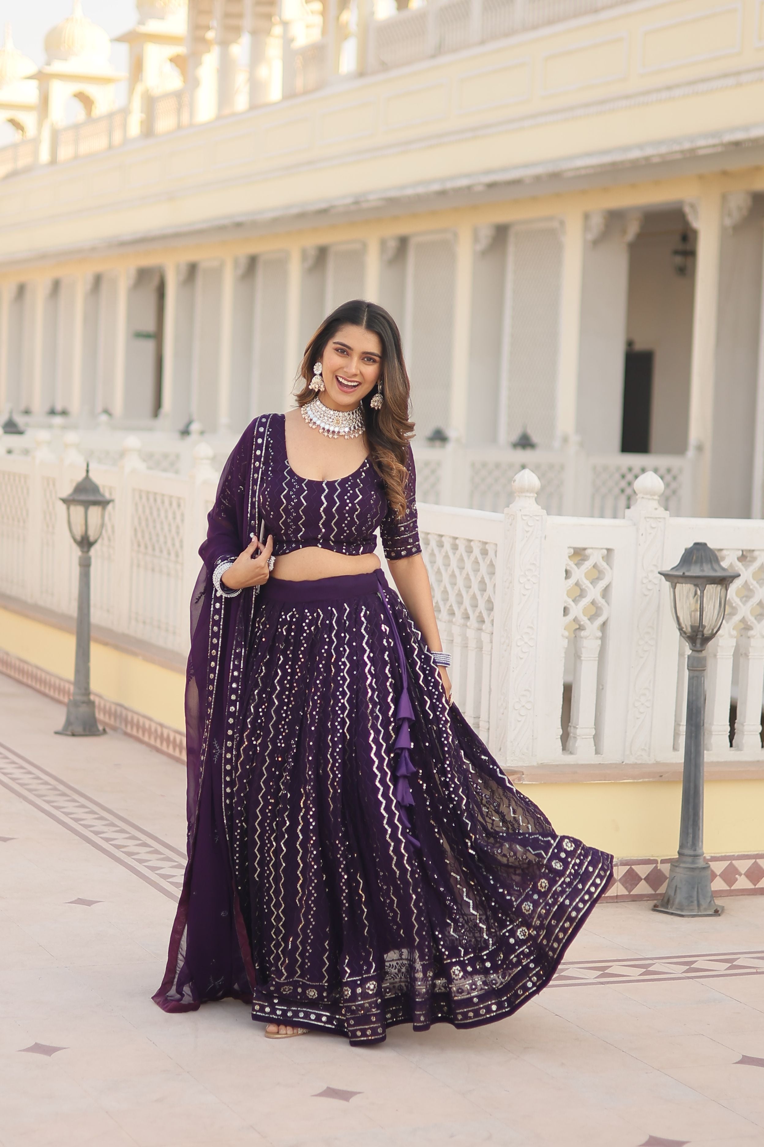 Aastha fashion wine Lehenga Faux blooming embroidery