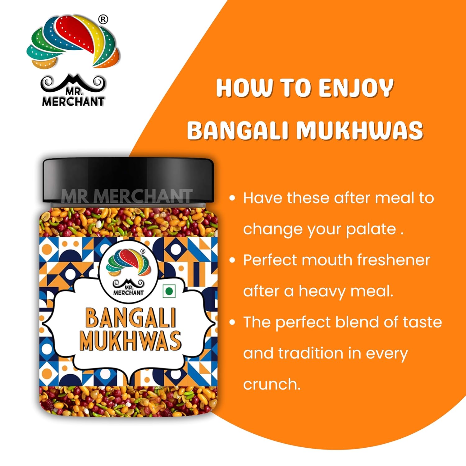 Mr. Merchant Bangali Mukhwas, Mouth Freshener Mukhwas Mix (Pack of 1 (300g Jar Pack))