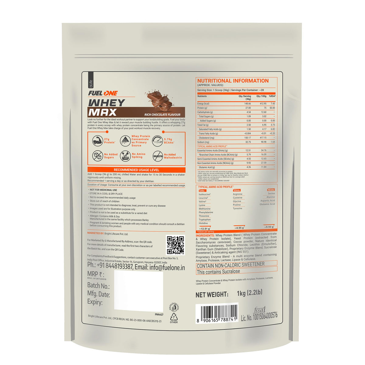 Fuelone Whey Max Protein - Rich Chocolate & Cold Coffee