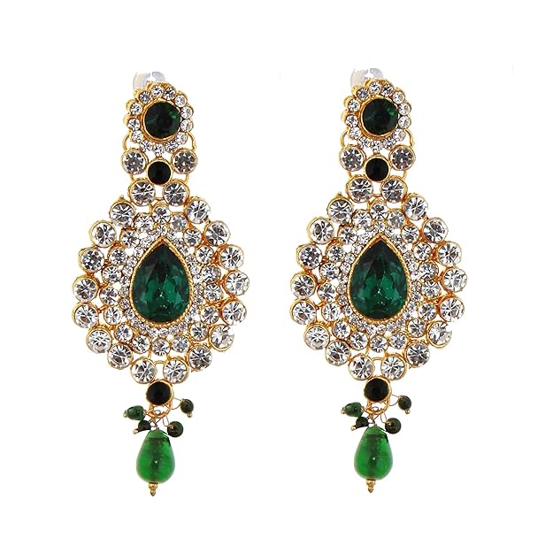 Tehzeeb Creation Bridal Dulhan Designer 18k Gold Plated Gold Color Pearl Stone Set 9 pcs. for Women & Girls THZ498