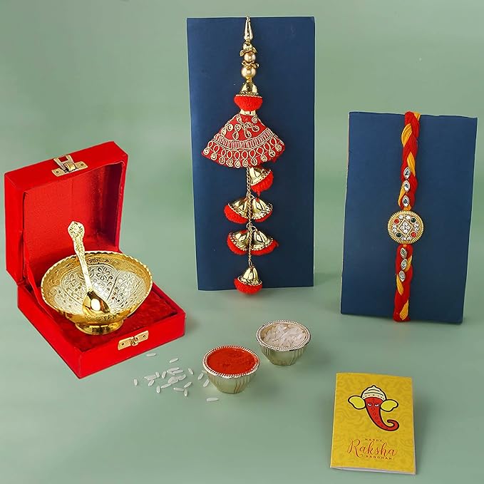 Collectible India Rakhi Gift Combo For Brother and Bhabhi, Premium Silver Plated Bowl Gift Rakhi Gift Set, Rakhi Set Lumba Rakhi for Brother Gift Combo For Bro Men Women