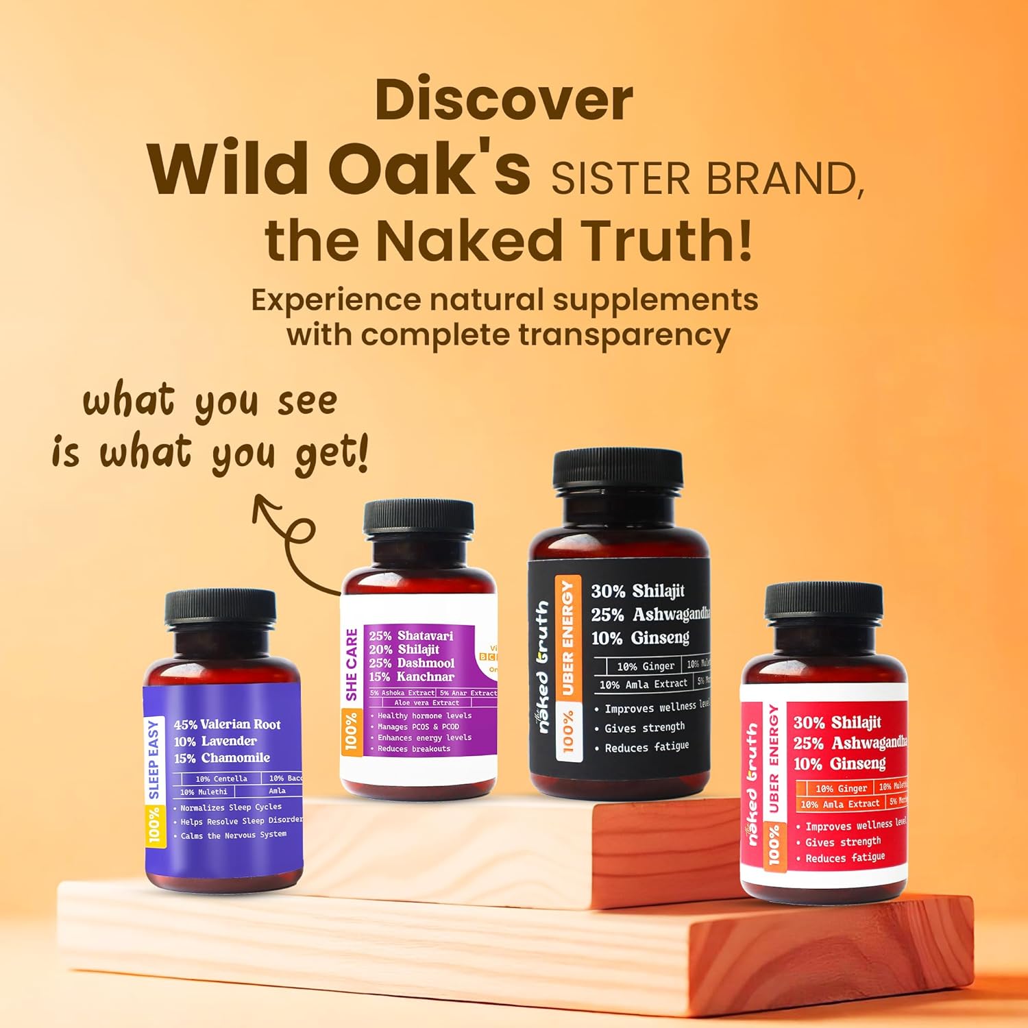 WildOak Shilajit with Ashwagandha & Korean Ginseng for Women | Strength | Stamina & Energy Booster | Hormonal Balance | Relief from Menstrual Cramps & Libido Enhancement | 1000mg | 60 Veg Capsules