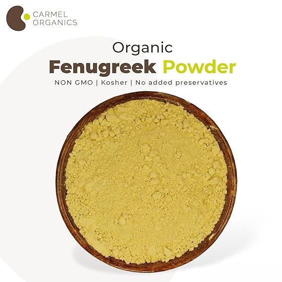 CARMEL ORGANICS Fenugreek Seed/Methi Seeds (Powder, 340 Grams) | Trigonella Foenum-Graecum | Used for Your Hair Growth & Health Care | Jaivik Bharat Certified | Menthya,Venthayam,Menthulu Powder