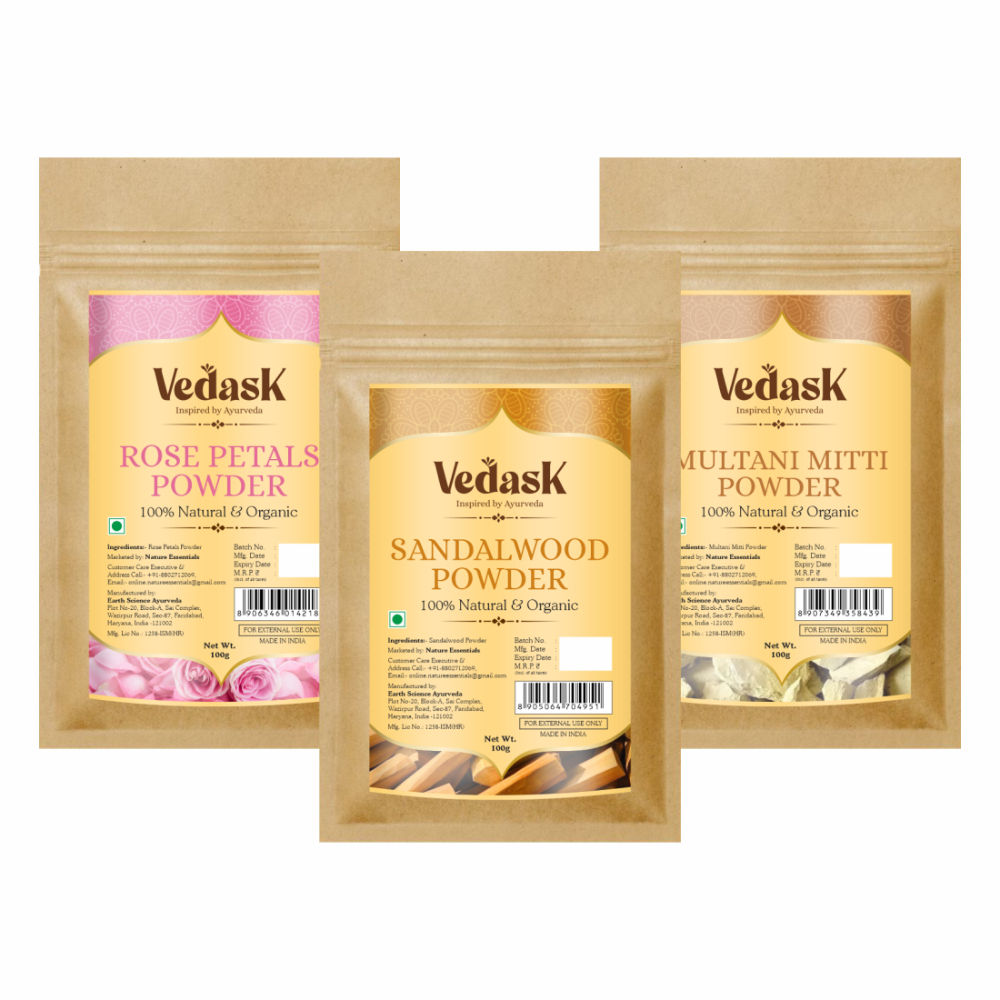 Vedask SandalWood Powder, Rose & Multani Mitti Powder