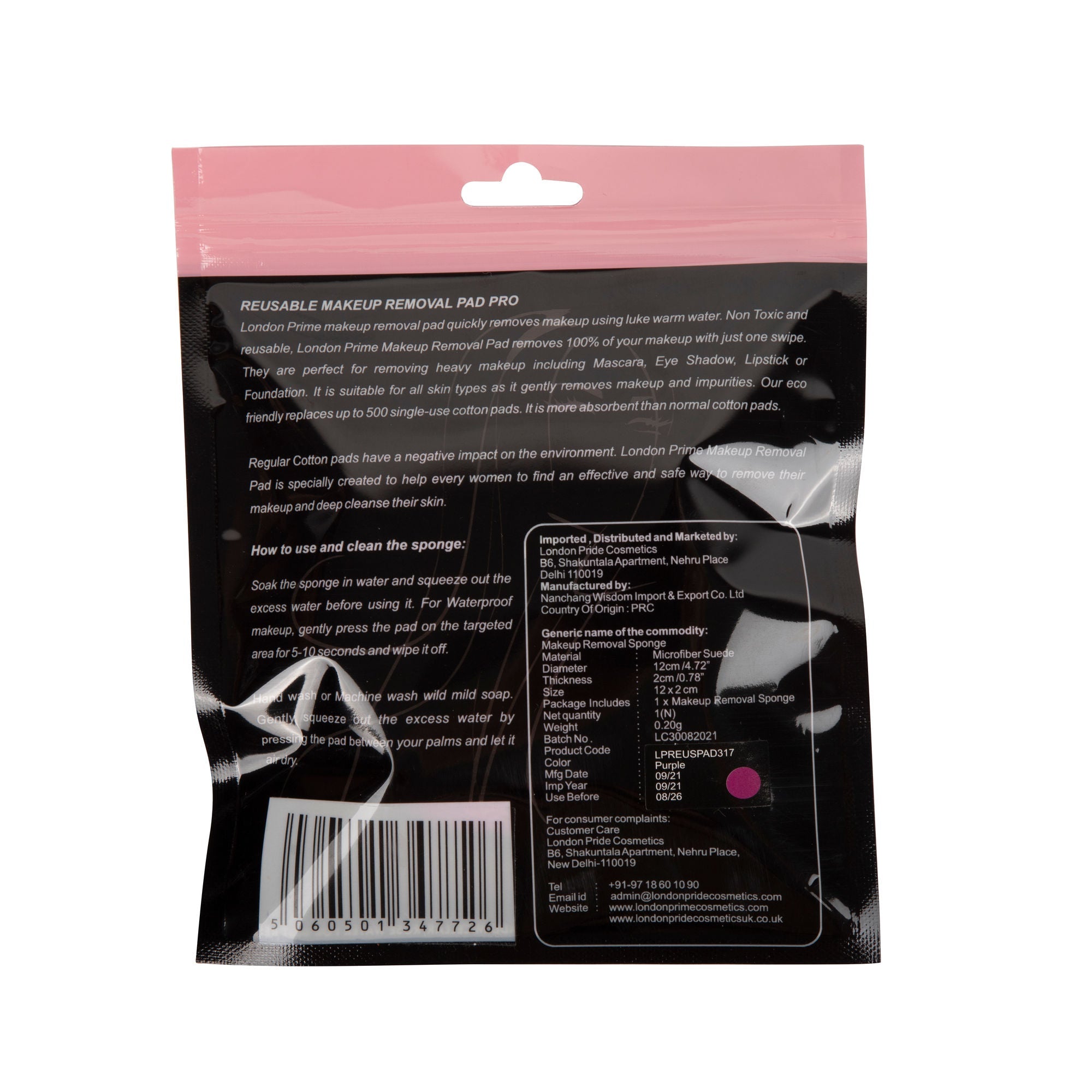 London Prime Reusable Makeup Remover Pad Pro-Pearly Purple ( Formerly London Pride Cosmetics )