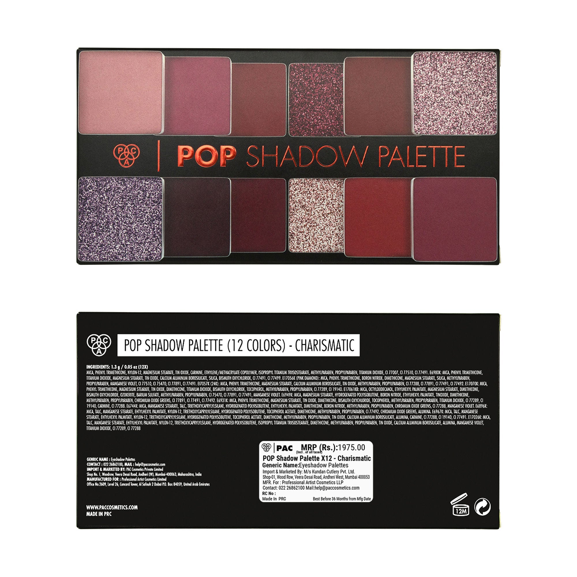PAC Studio Pop Shadow Palette X12 - Charismatic