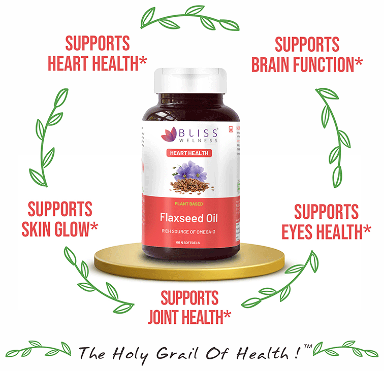 Bliss Welness Flaxseed Oil High Potency Omega-3 Softgel Capsule