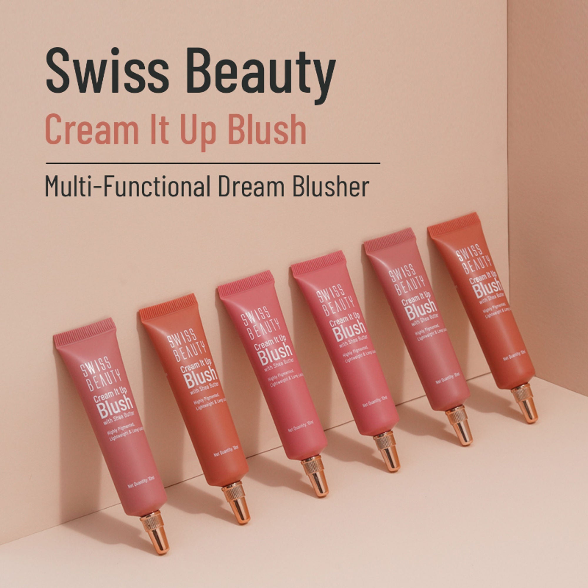 Swiss Beauty Cream It Up Blusher With Shea Butter , Multi-Functional , Matte Finish - 1 Rosy Cheeks