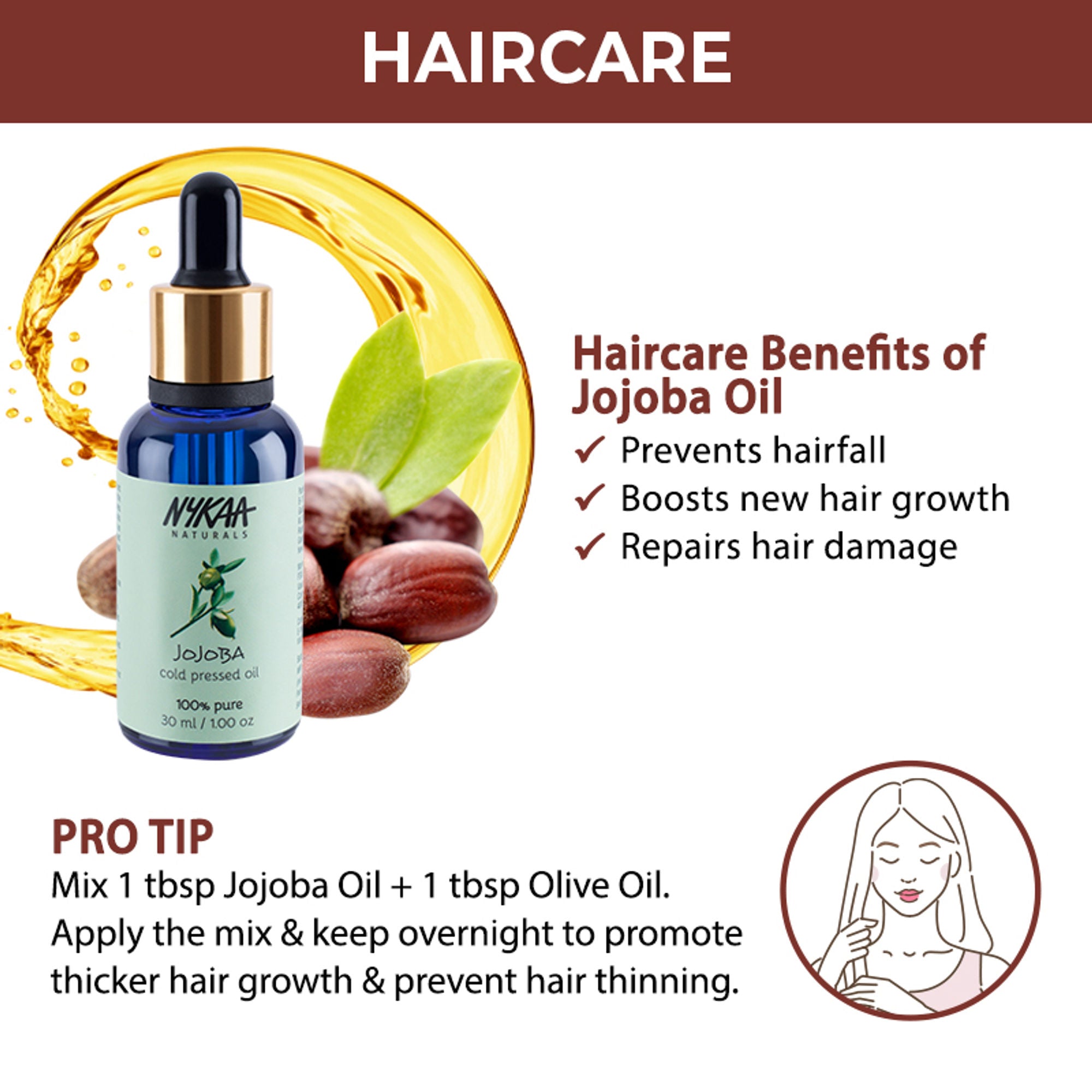 Nykaa Naturals Jojoba 100% Pure Cold Pressed Face Oil-Deep Hydration & Nourishment - All Skin Types