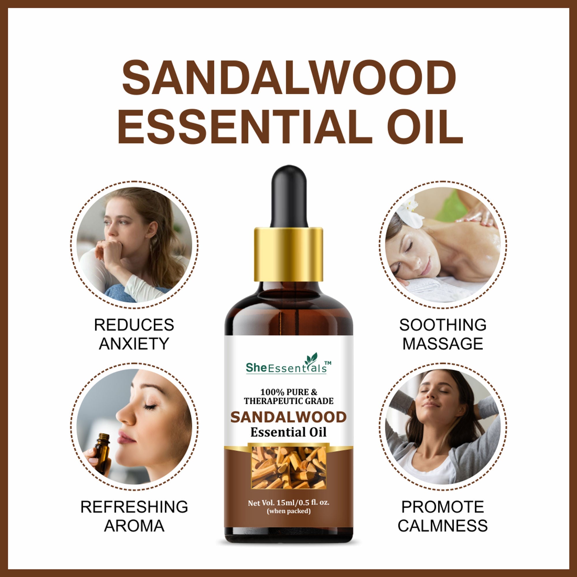 She Essentials Lavender Oil & Sandalwood Essential Oil Combo Healthier Skin & Hair - Restful Sleep