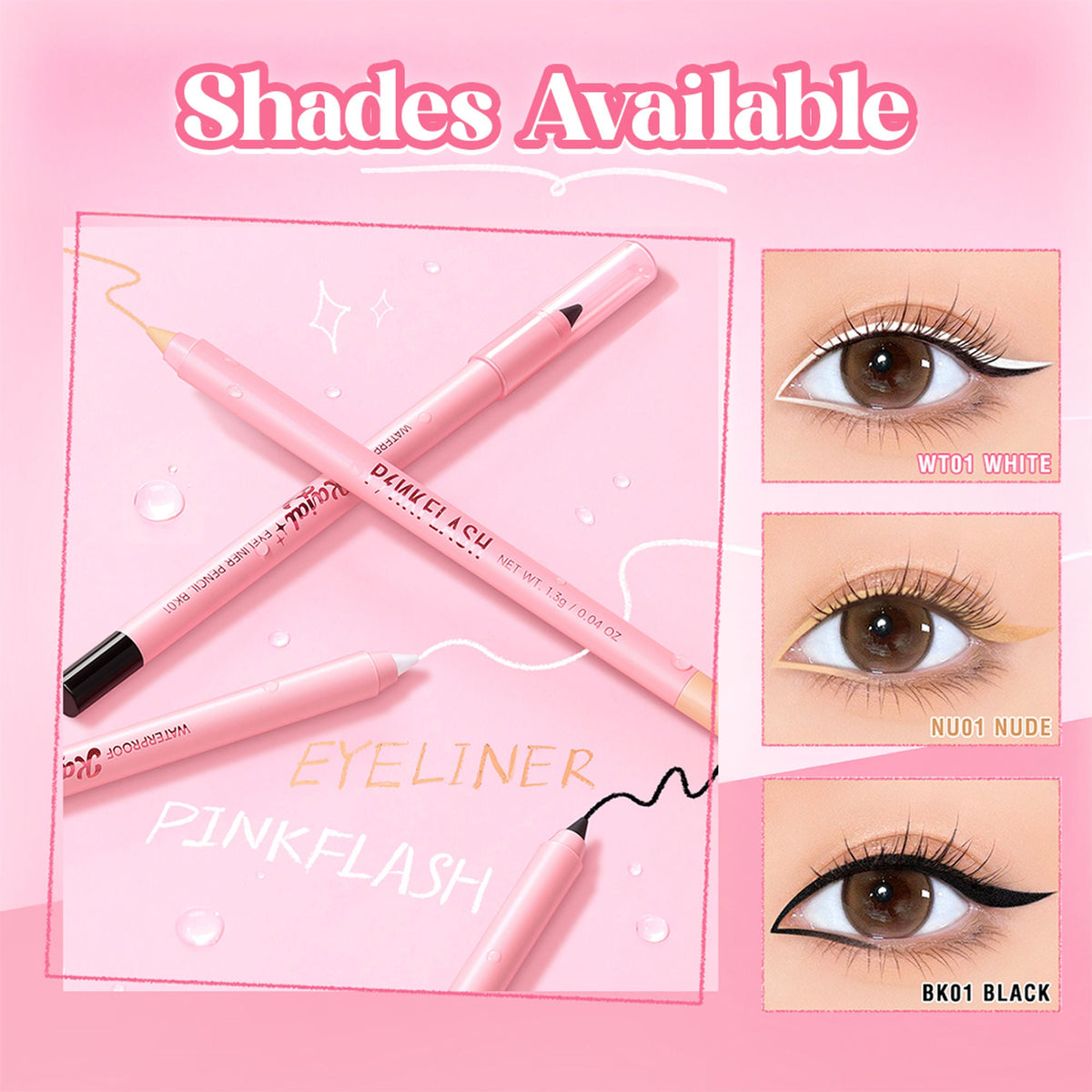 PINKFLASH Waterproof Kajal Eyeliner Pencil - Wt01 White