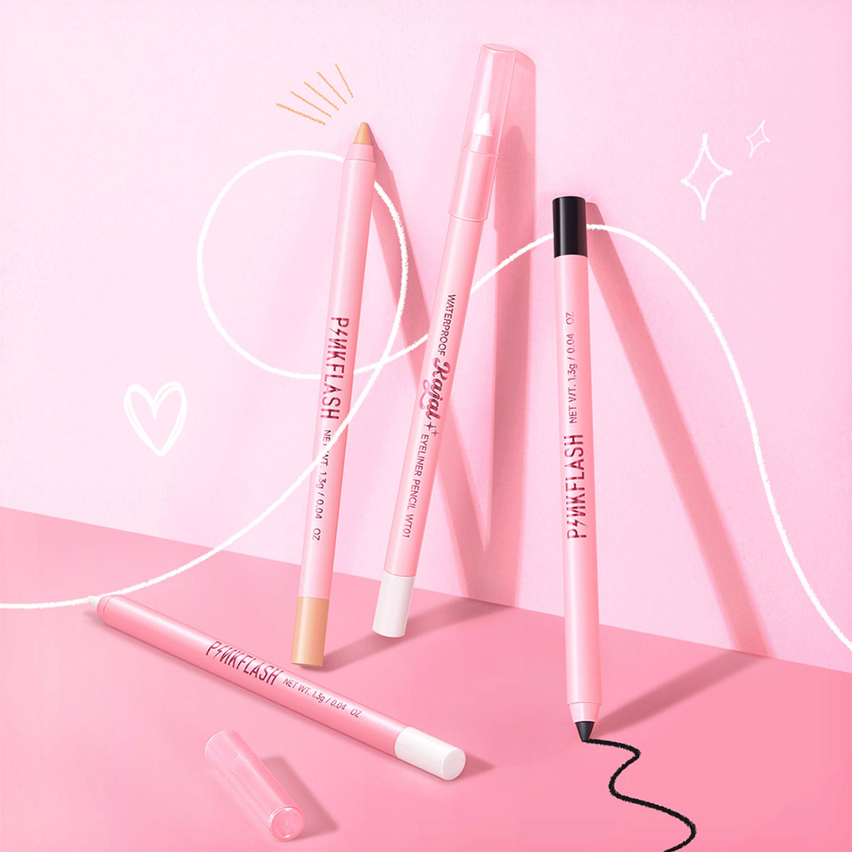 PINKFLASH Waterproof Kajal Eyeliner Pencil - Wt01 White