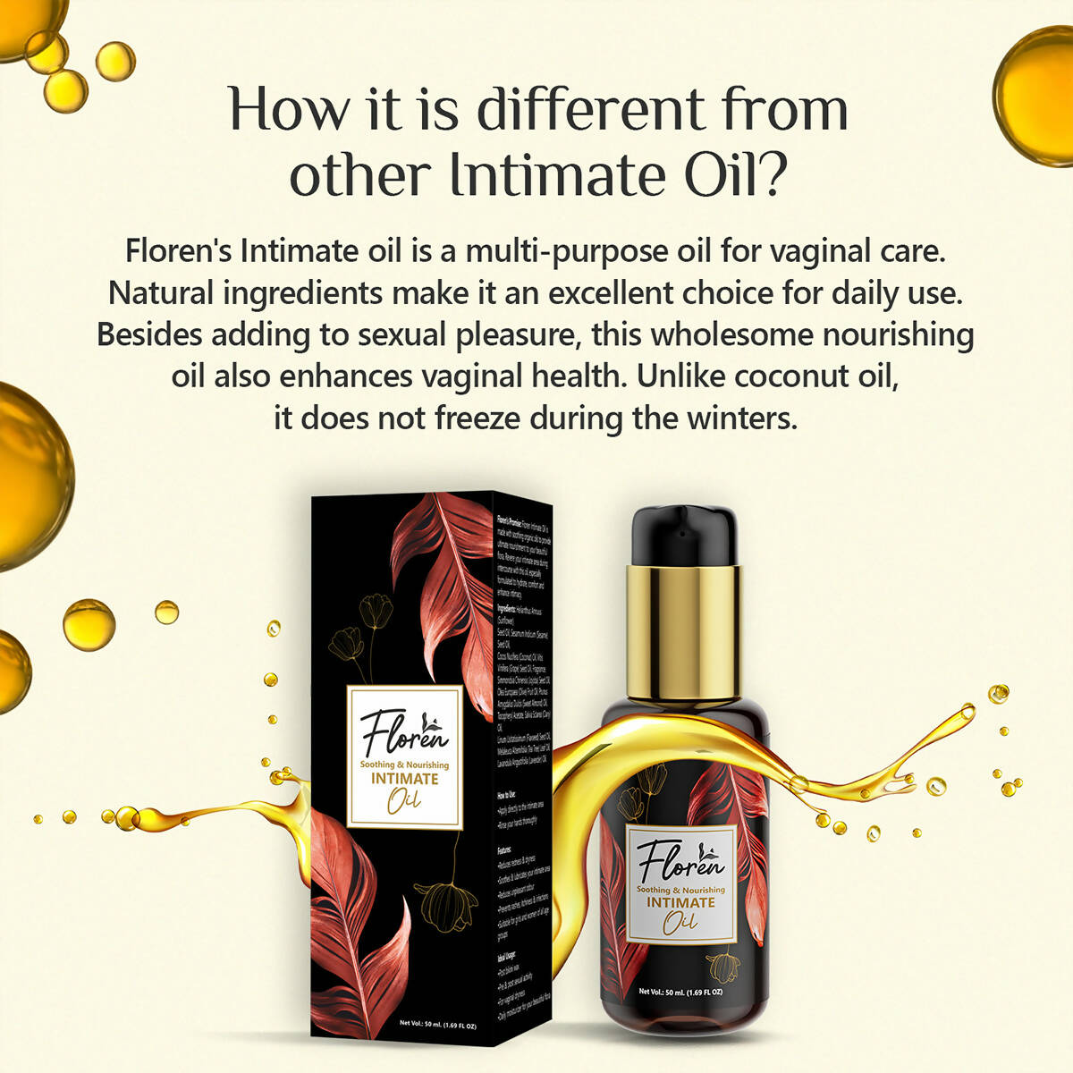 Floren Reusable Menstrual Cup with Intimate Oil for Women