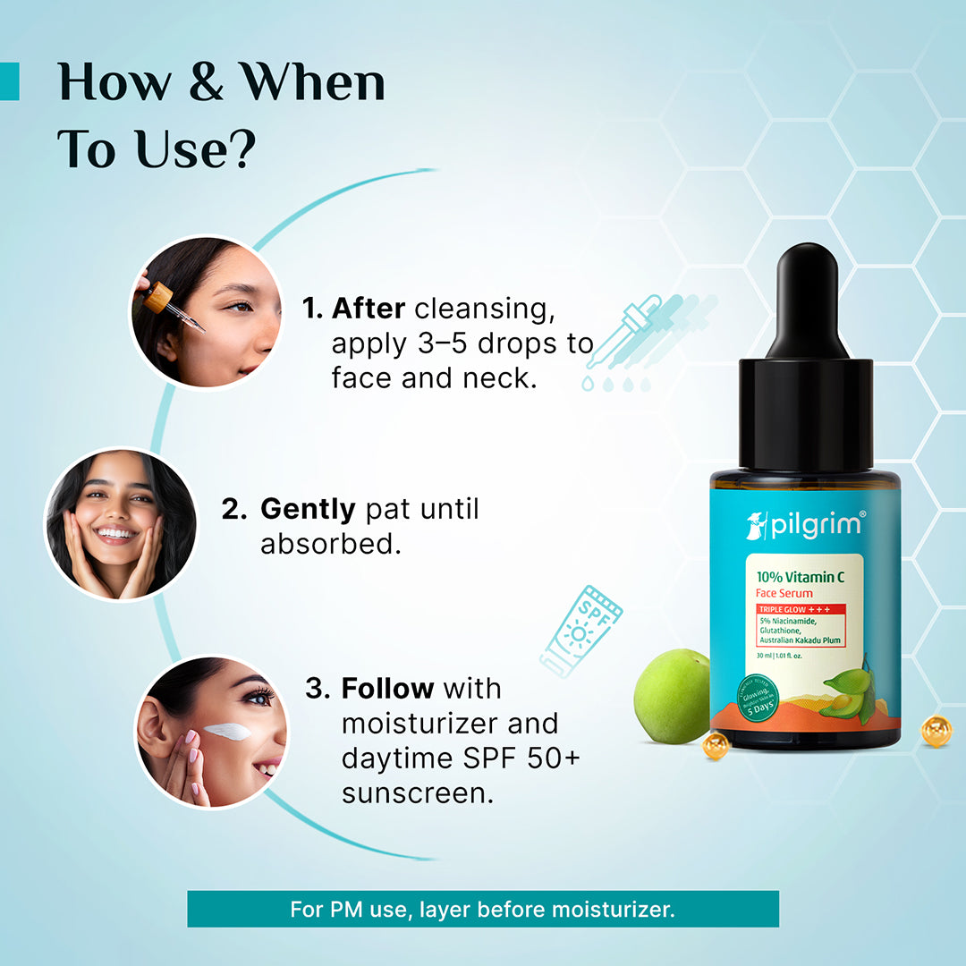 Pilgrim 10% Vitamin C Face Serum For Daily Brightness 5% Niacinamide