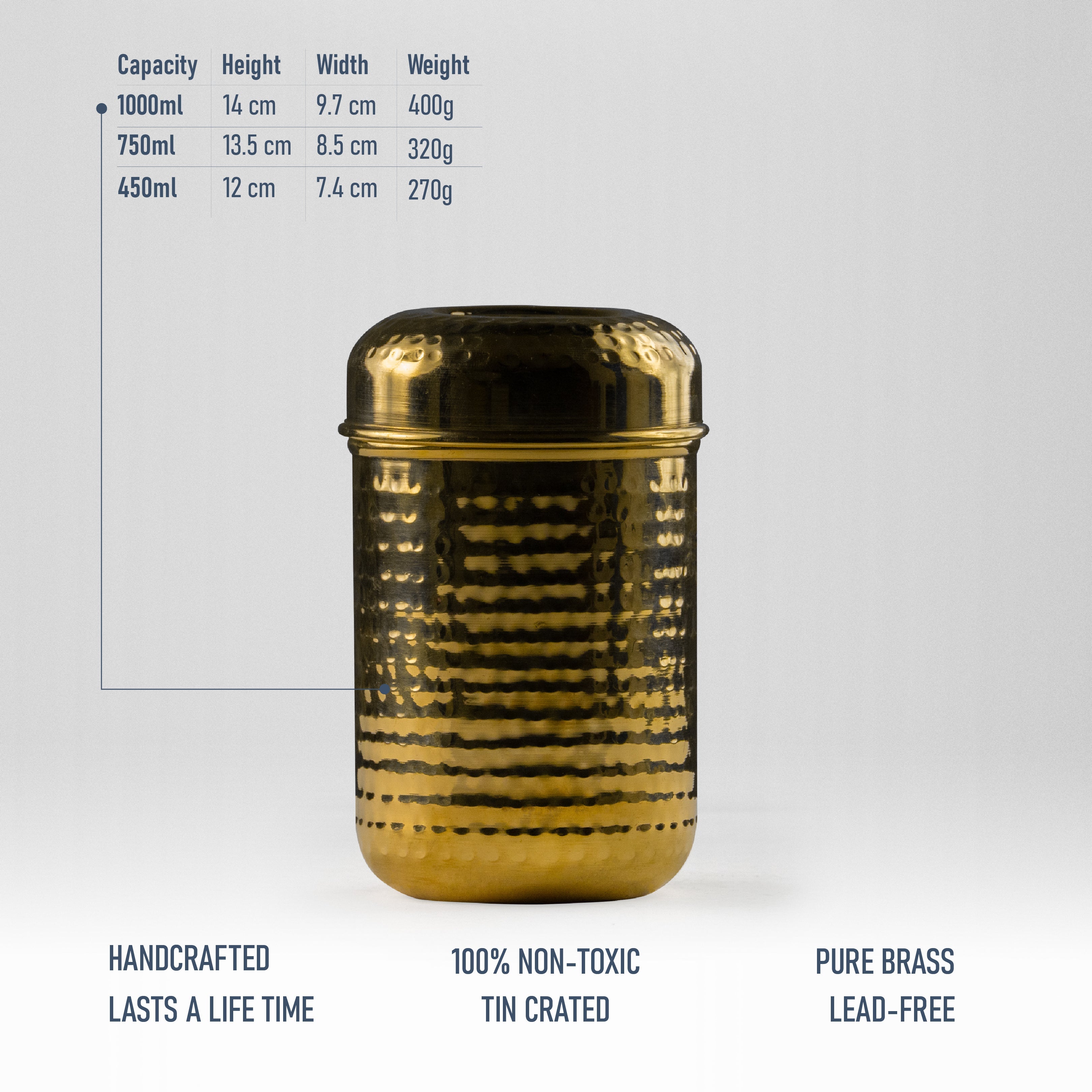 Health Smith Brass Dabba for Storage | Pure Brass Jar/Container | Multipurpose Dabba (Small)