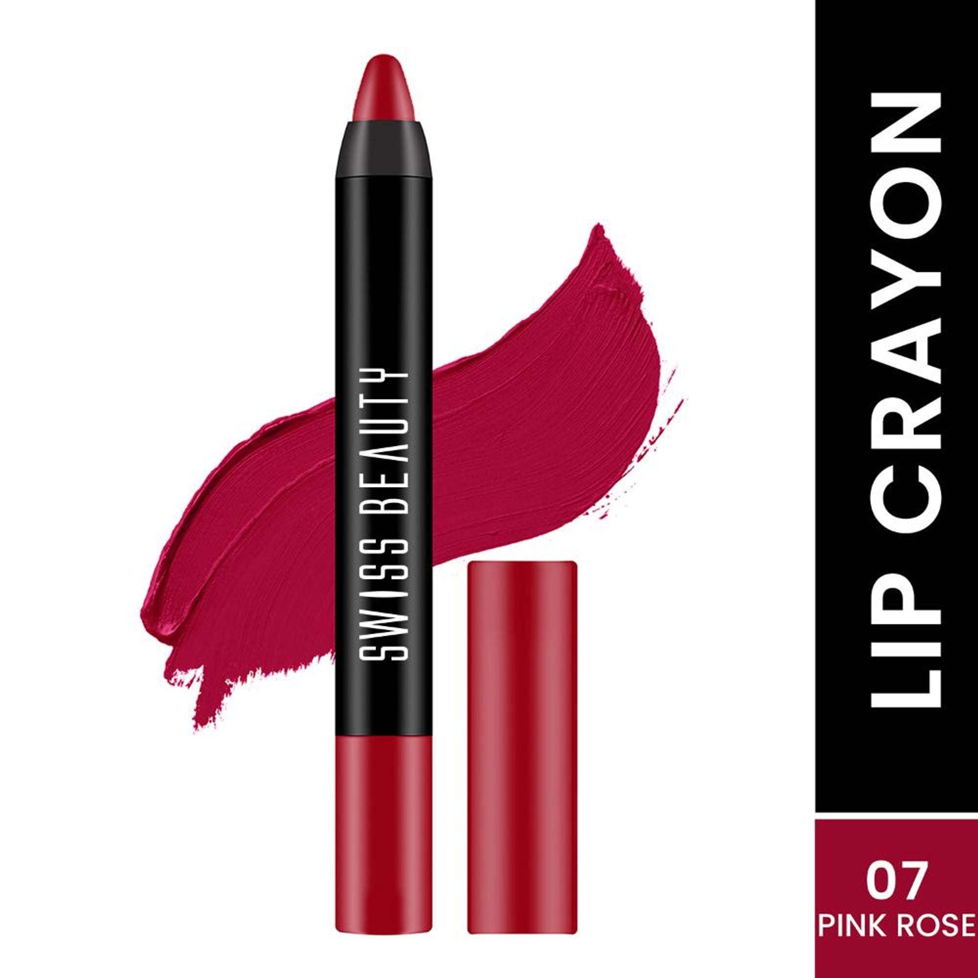 Swiss Beauty Matte Long Lasting Stay Maxx Lip Crayon Lipstick Matte Finish - Pink Rose