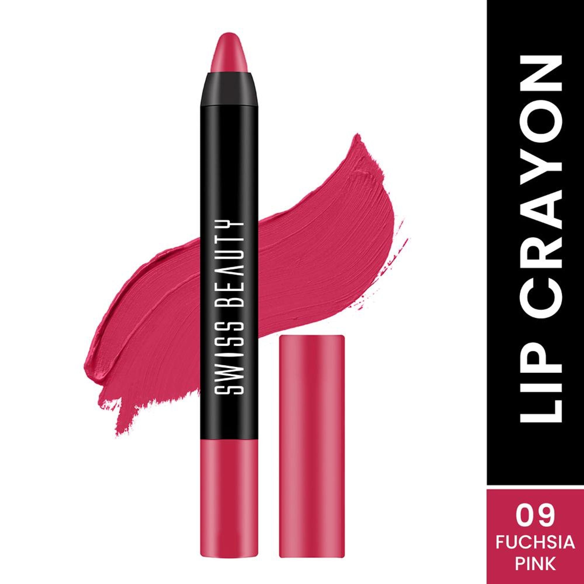 Swiss Beauty Matte Long Lasting Stay Maxx Lip Crayon Lipstick Matte Finish - Fuchsia Pink