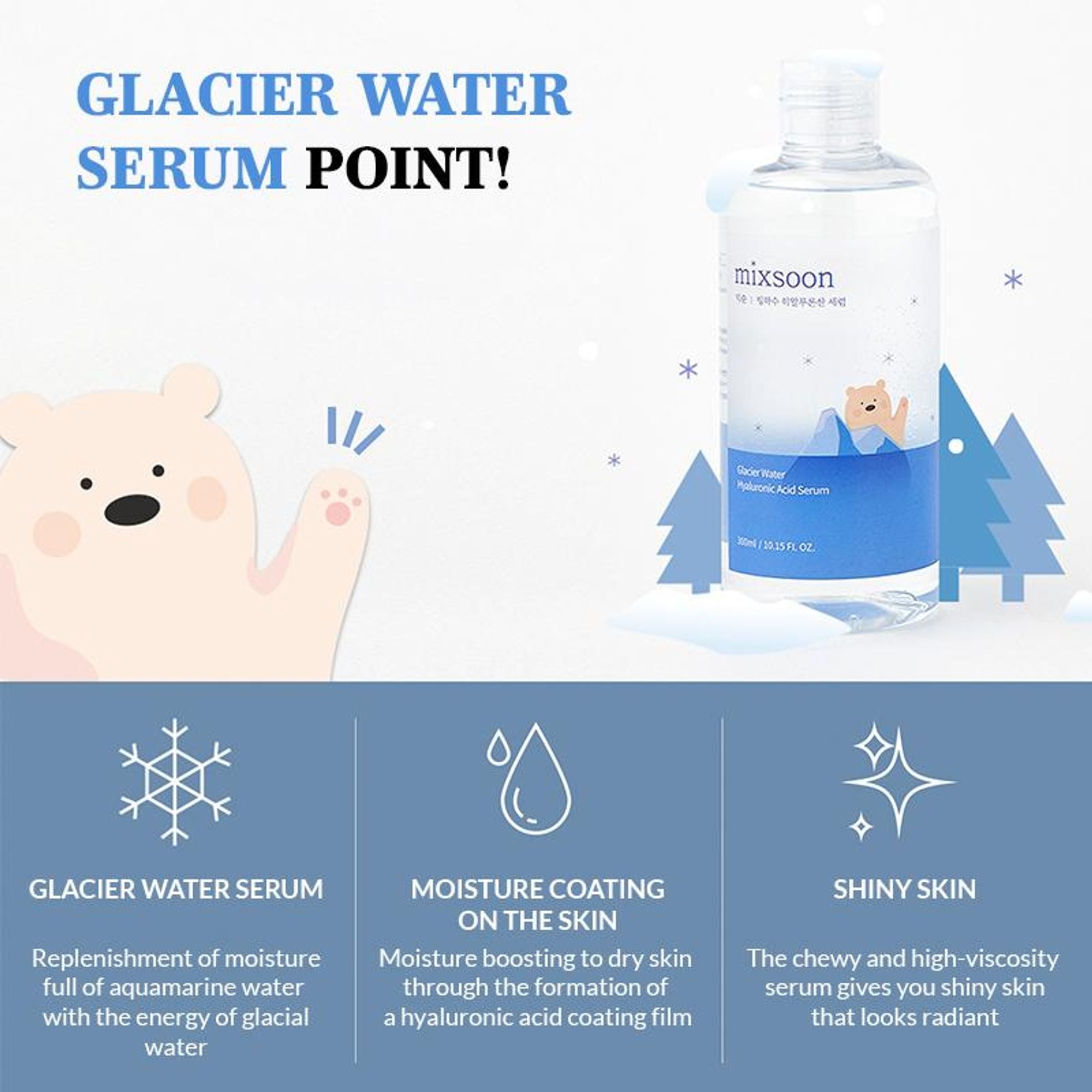 Mixsoon Glacier Water Hyaluronic Acid Serum, Deep Hydration, Plumps Skin & Locks Moisture