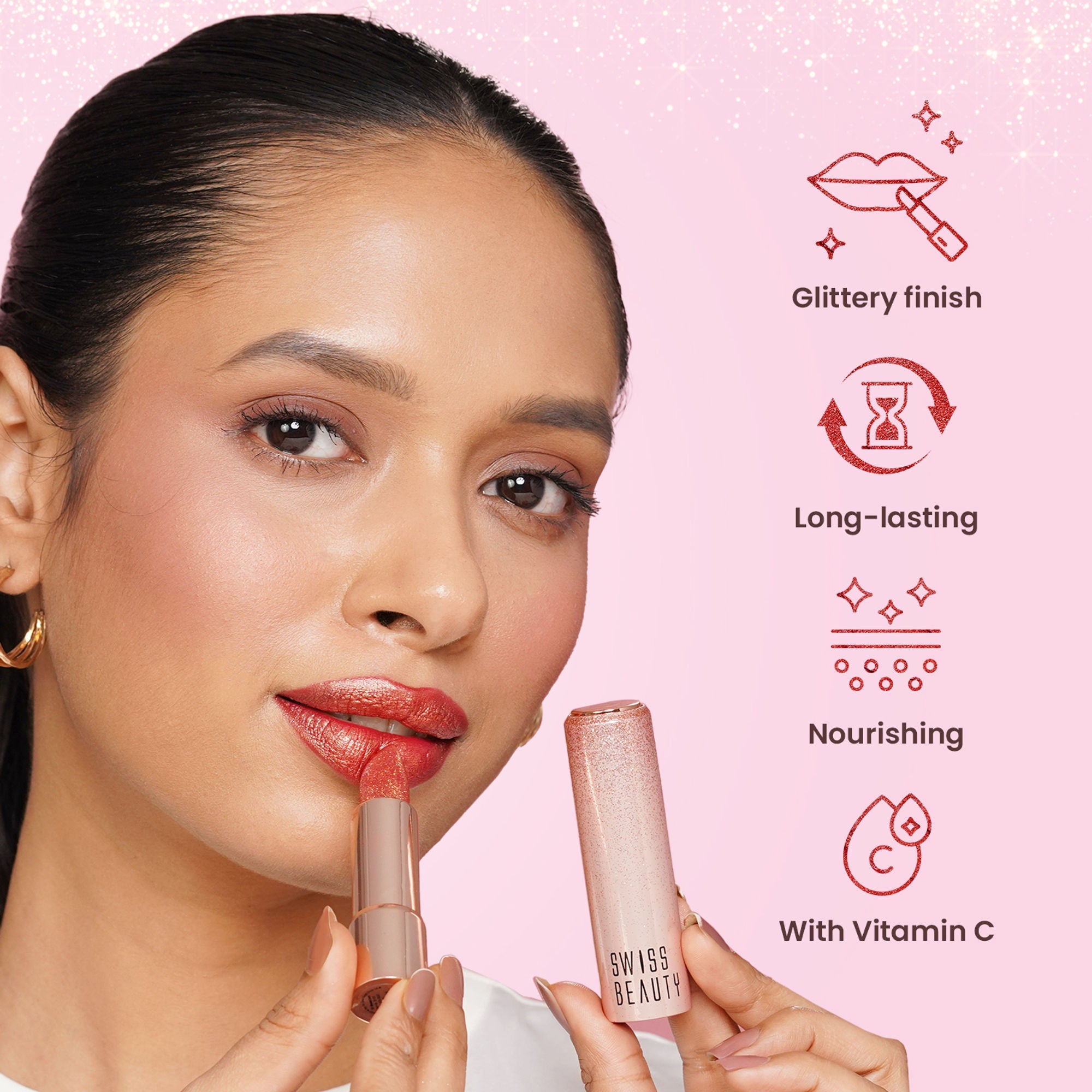 Swiss Beauty More Than Glitter Lipstick - 4 Glitter Rose