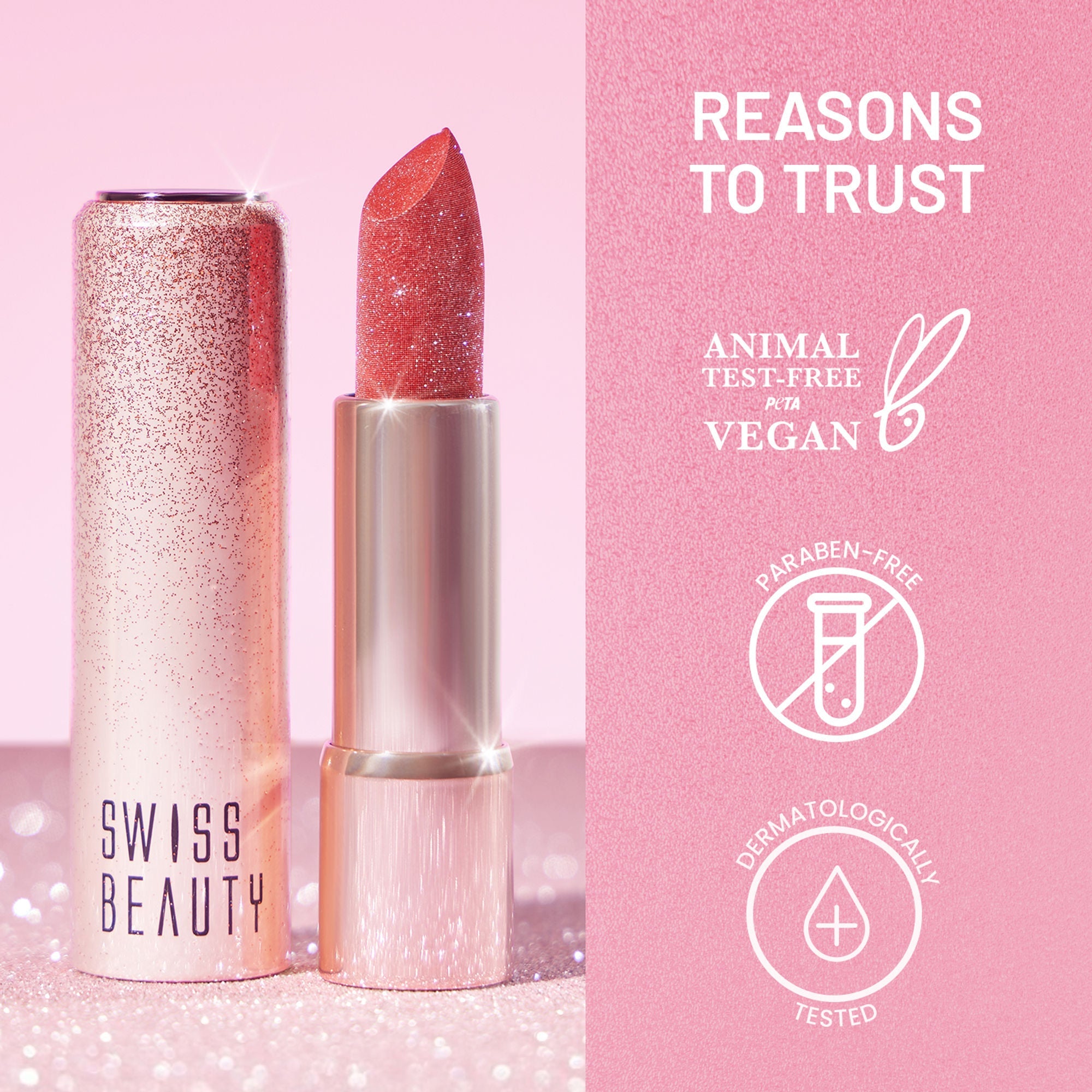 Swiss Beauty More Than Glitter Lipstick - 4 Glitter Rose
