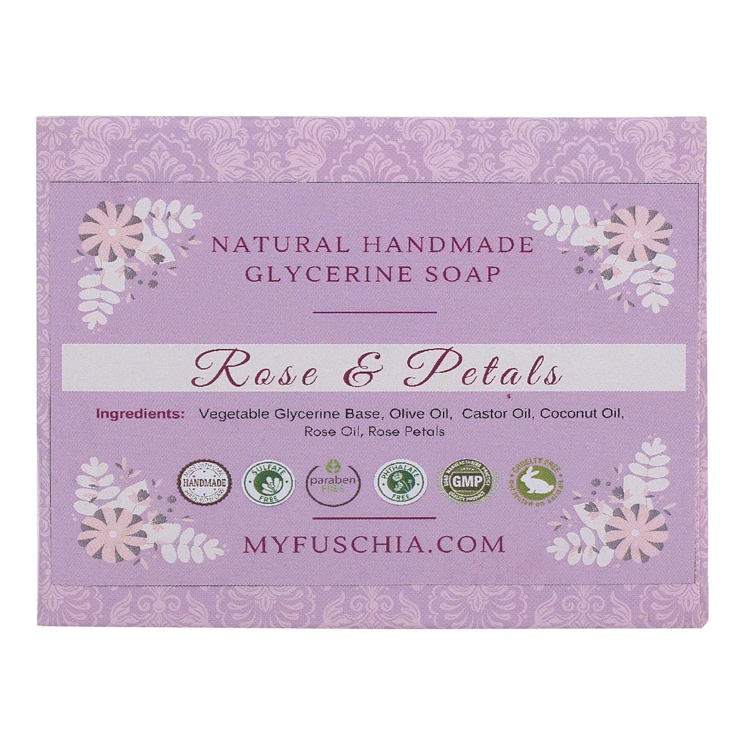 Fuschia Natural Handmade Herbal Soap, Rose And Petals