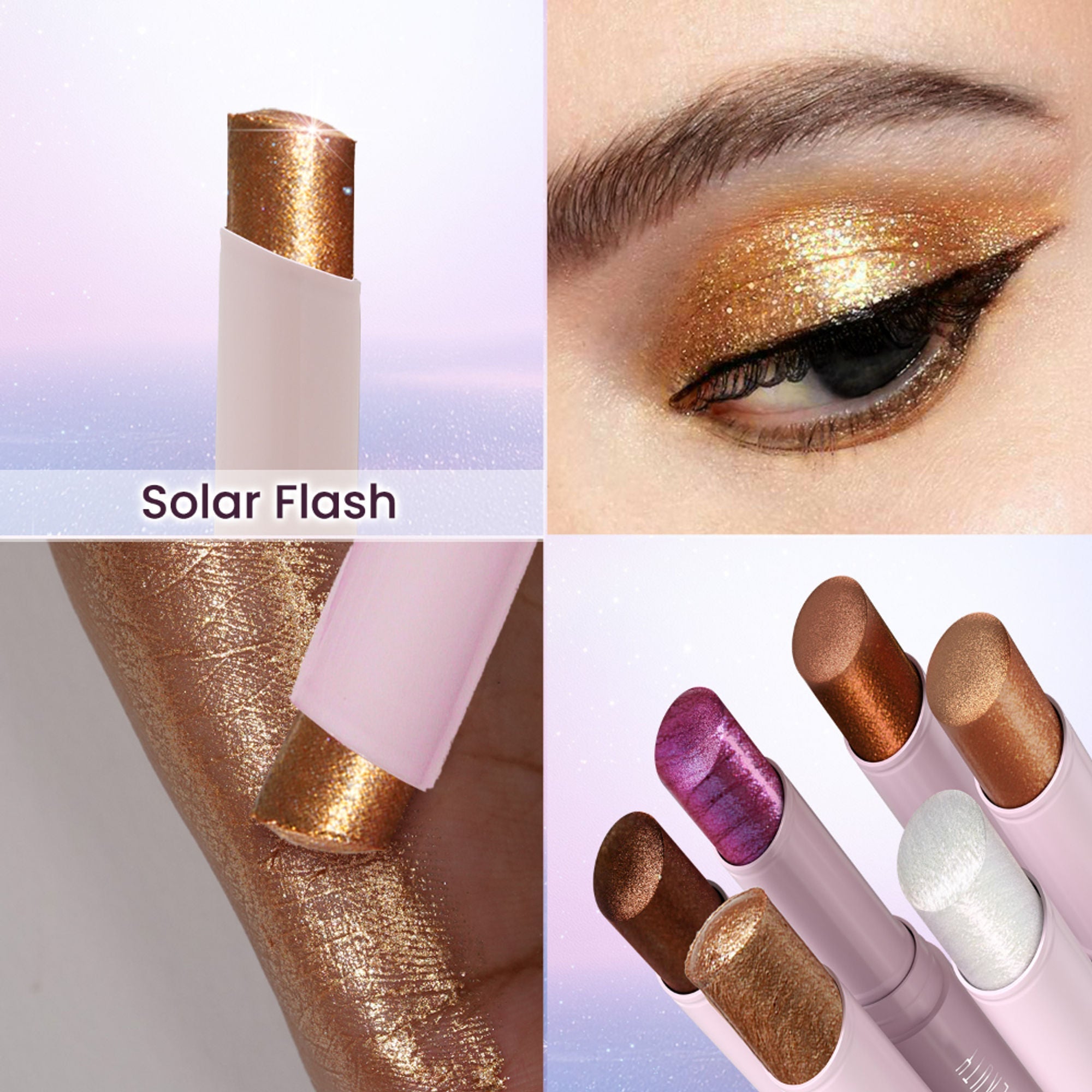 Swiss Beauty Jelly Verse Glow Eyeshadow Stick , Rich Color Payoff, Crease-Proof - Solar Flash