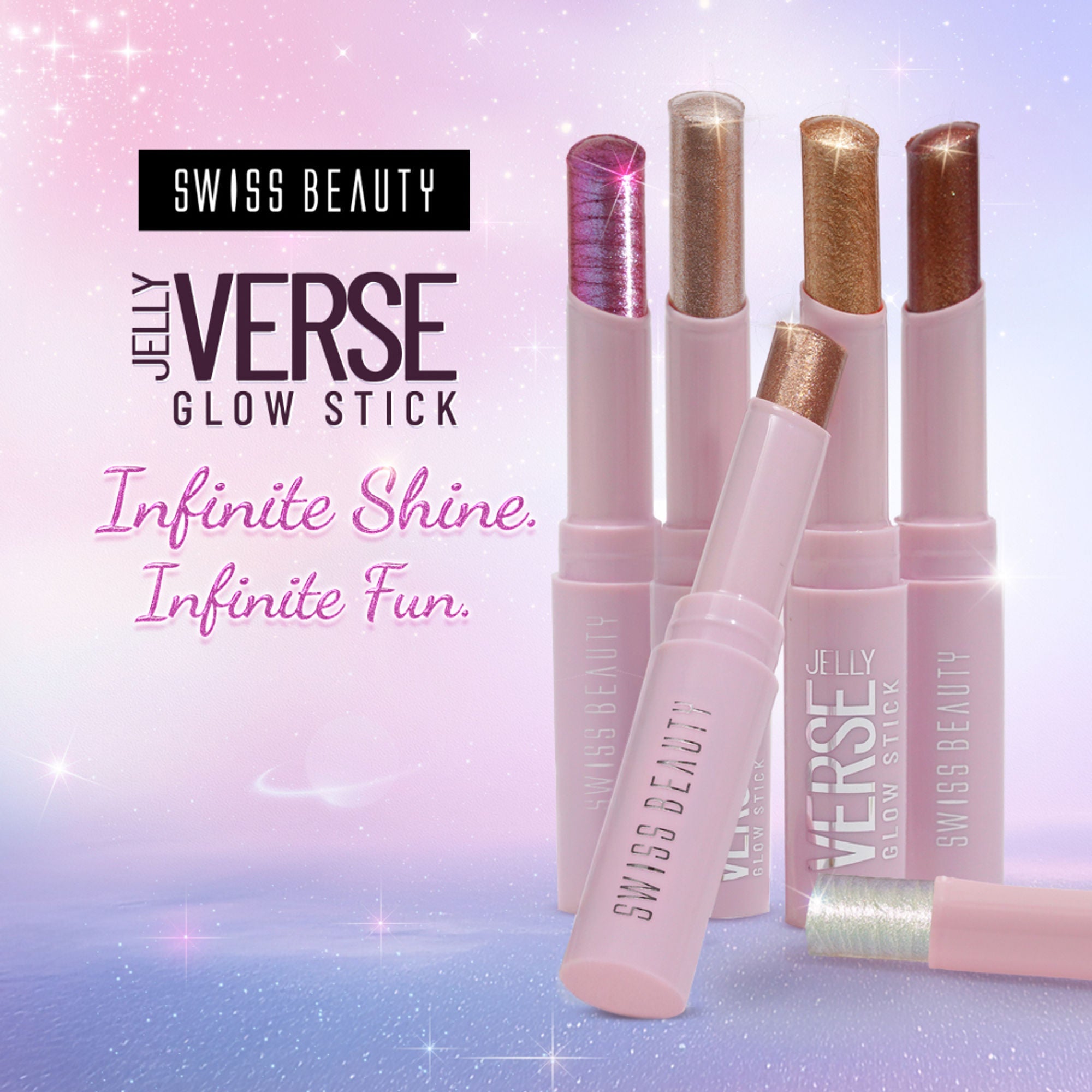 Swiss Beauty Jelly Verse Glow Eyeshadow Stick , Rich Color Payoff, Crease-Proof - Moon Drip