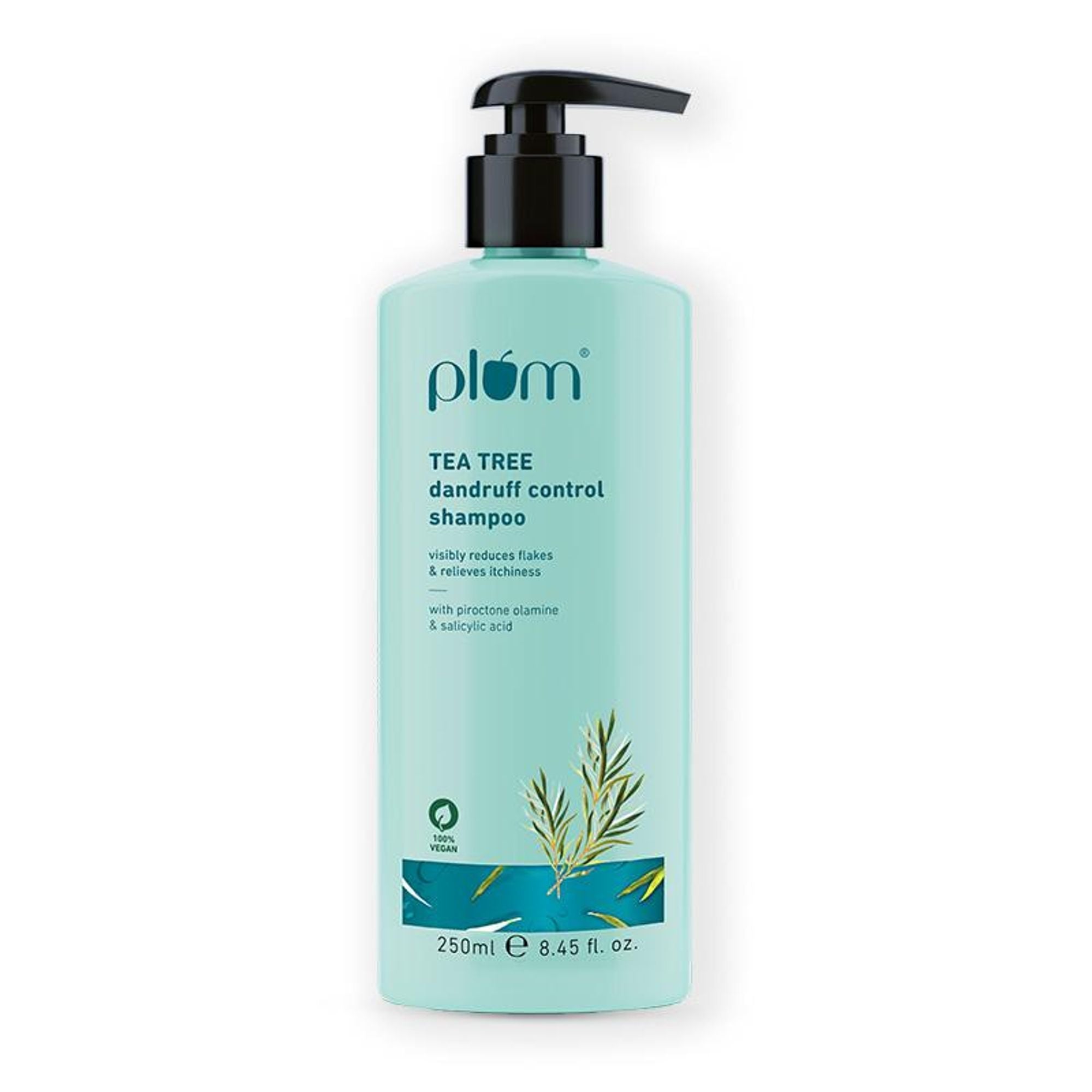 Plum Tea Tree Dandruff Control Shampoo, Paraben-Free with Piroctone Olamine
