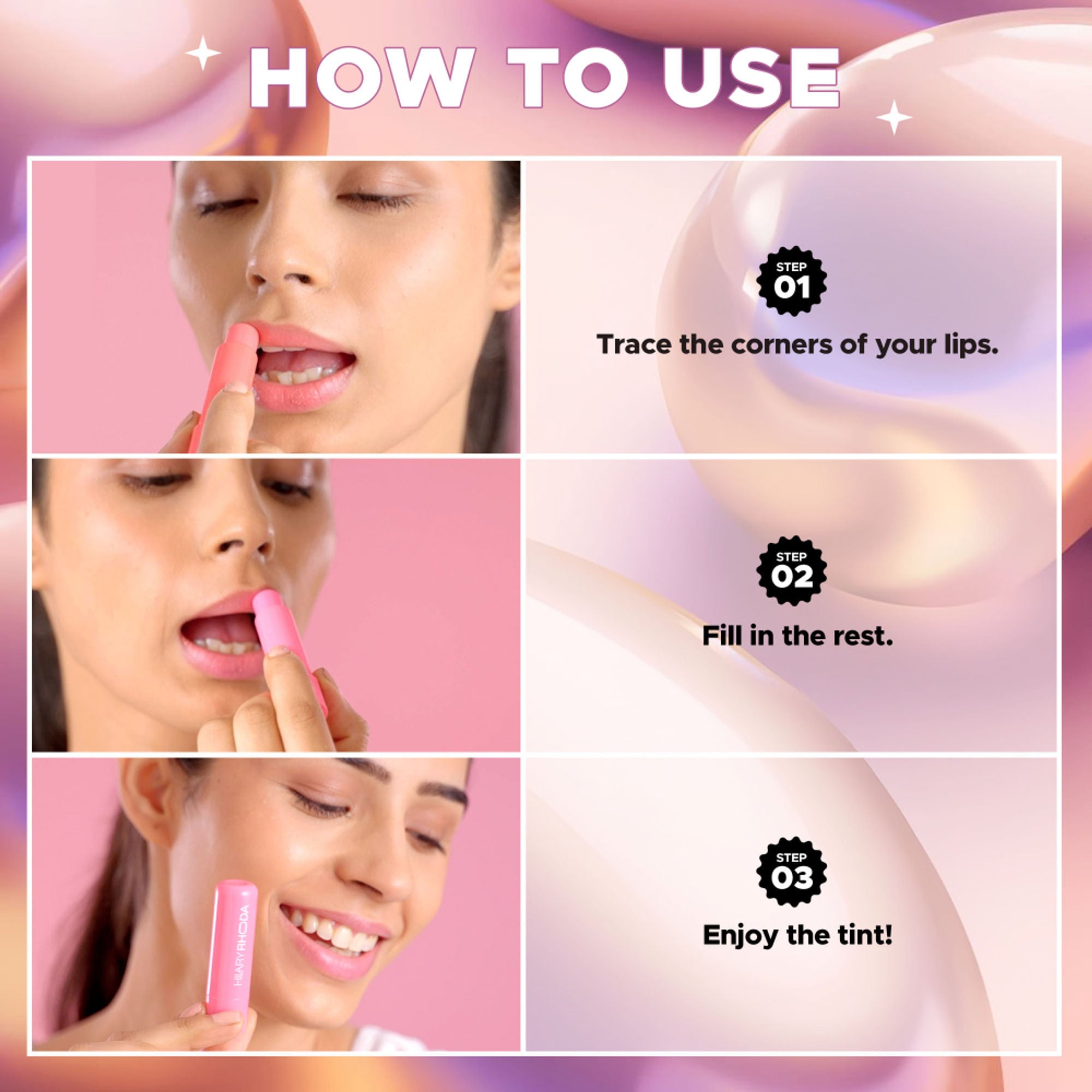 Hilary Rhoda Colour Splash Lip Balm With SPF 15 - Rose 01