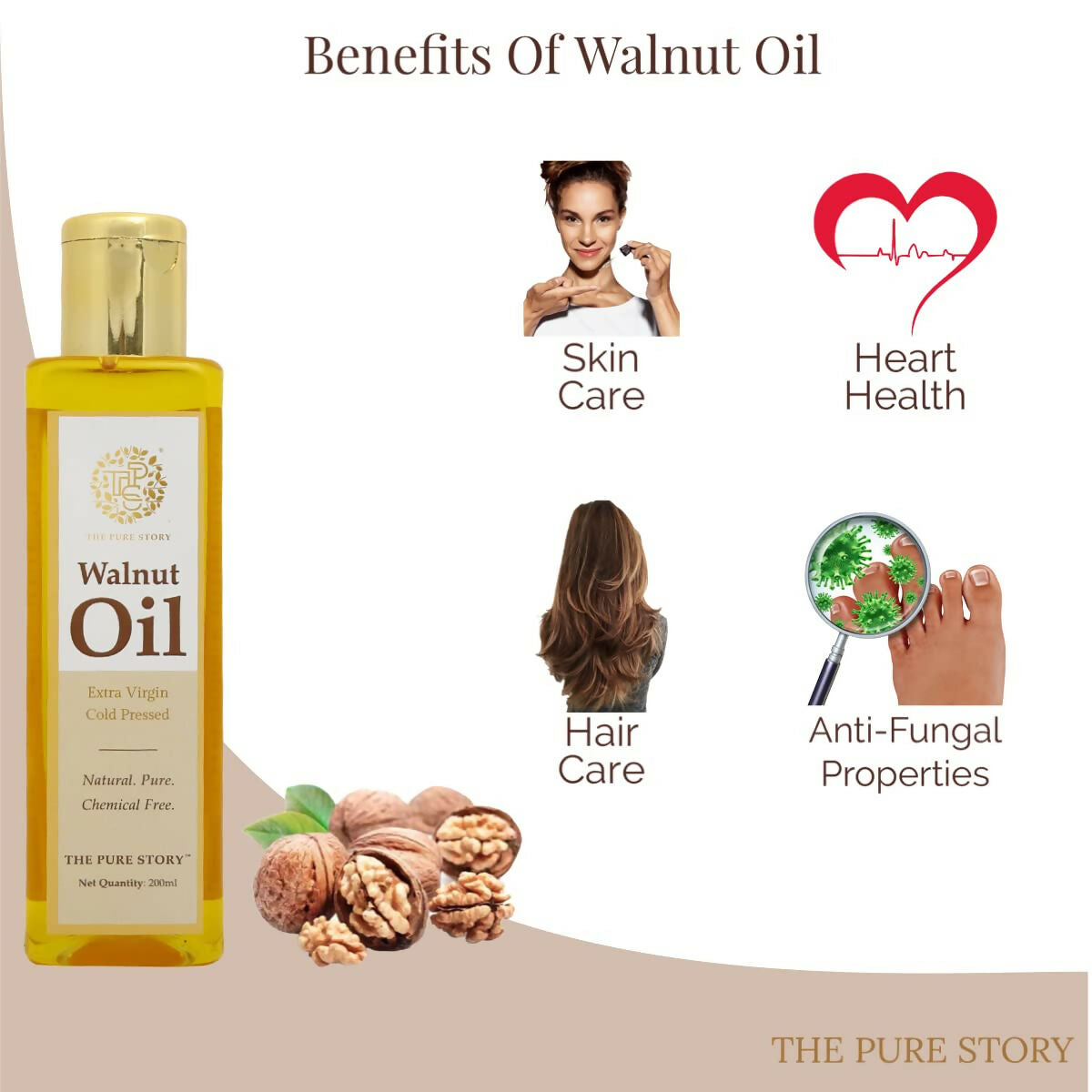 The Pure Story Natural Cold Pressed Oil for Hair & Skin with Walnut