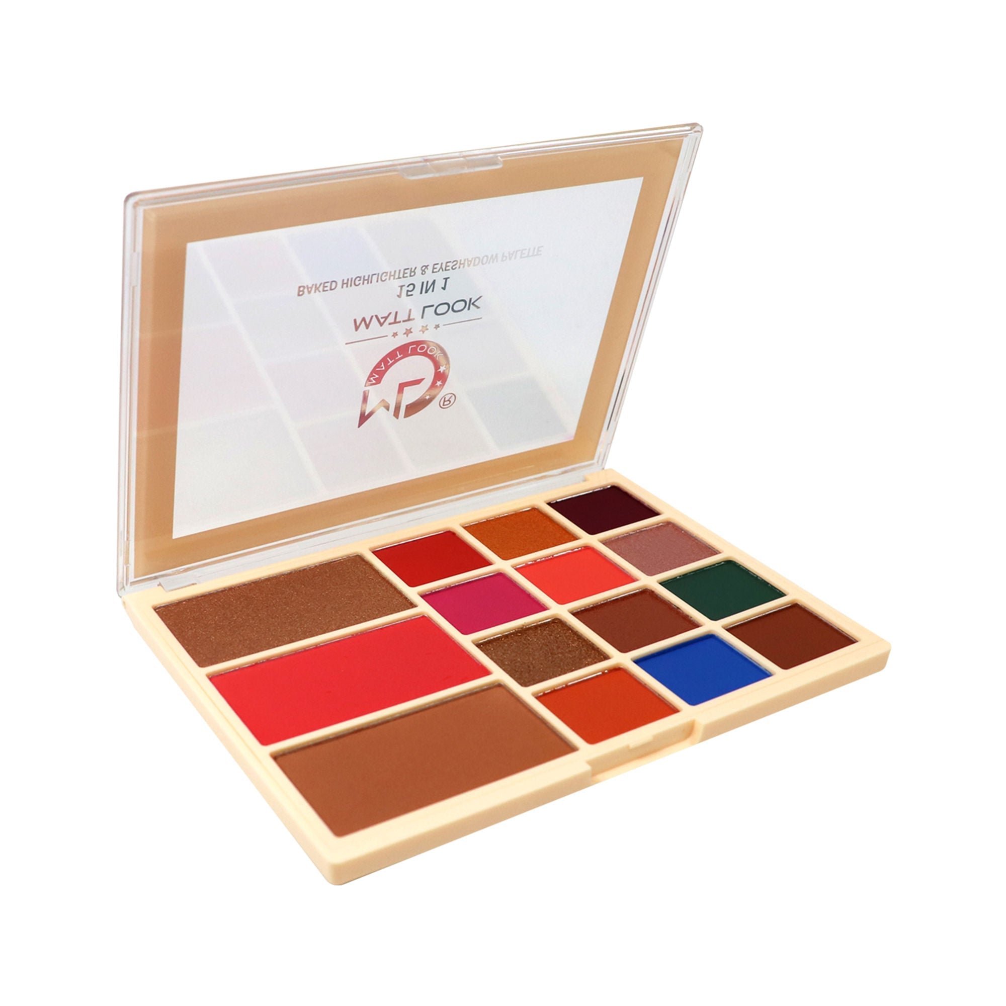 Matt Look 15 In 1 Baked Highlighter & Eyeshadow Matte Palette Face Makeup - Matte 01