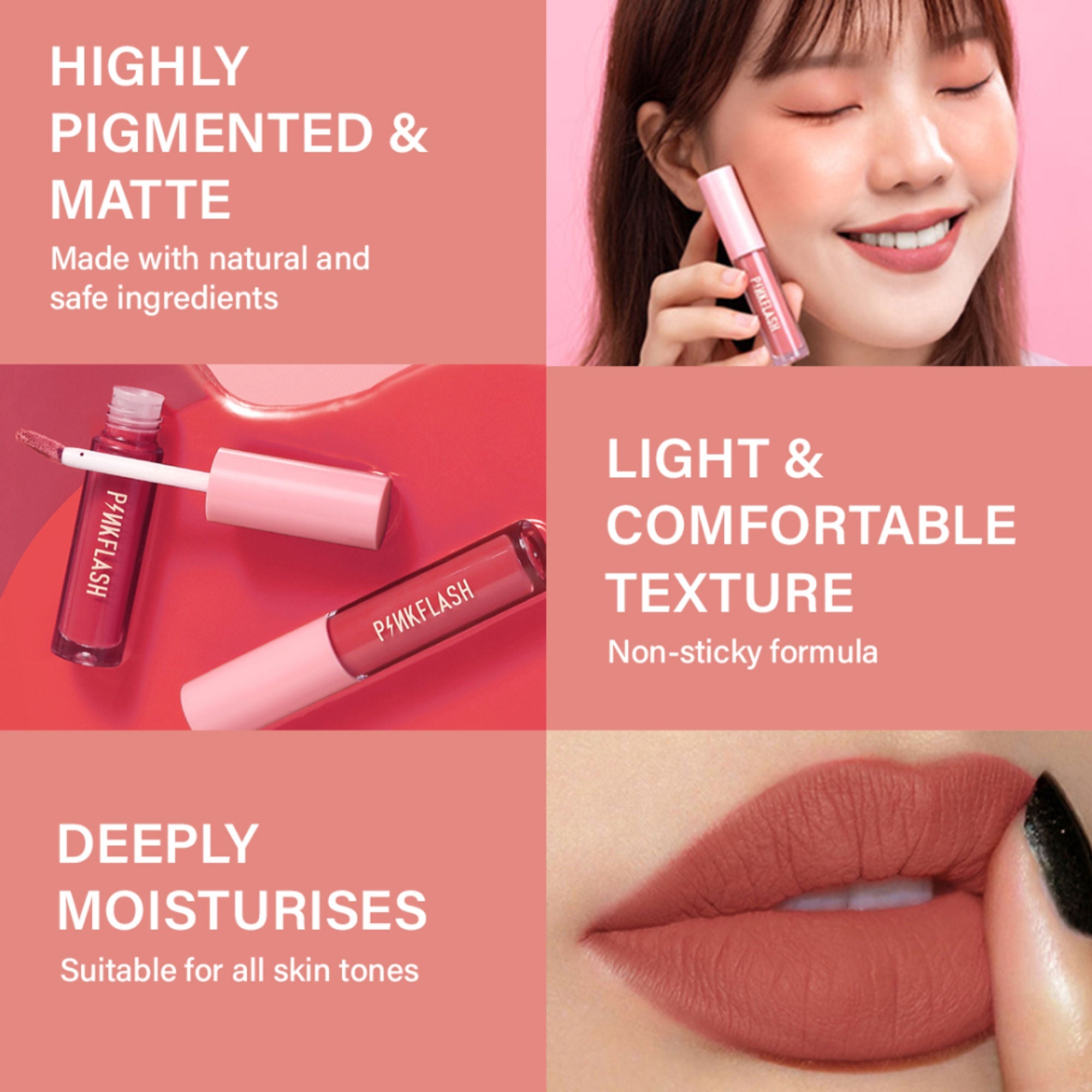 PINKFLASH Melting Matte Lip Cream - P01 Dolly Pink